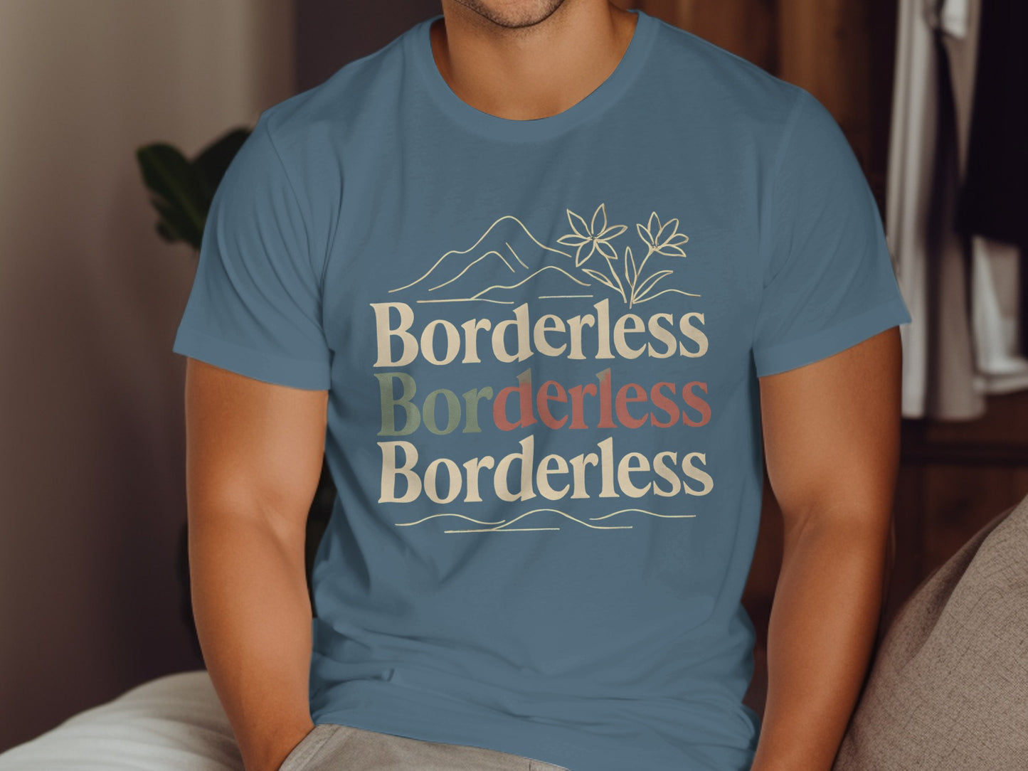 Borderless Multiple Colors Text Design T-Shirt product