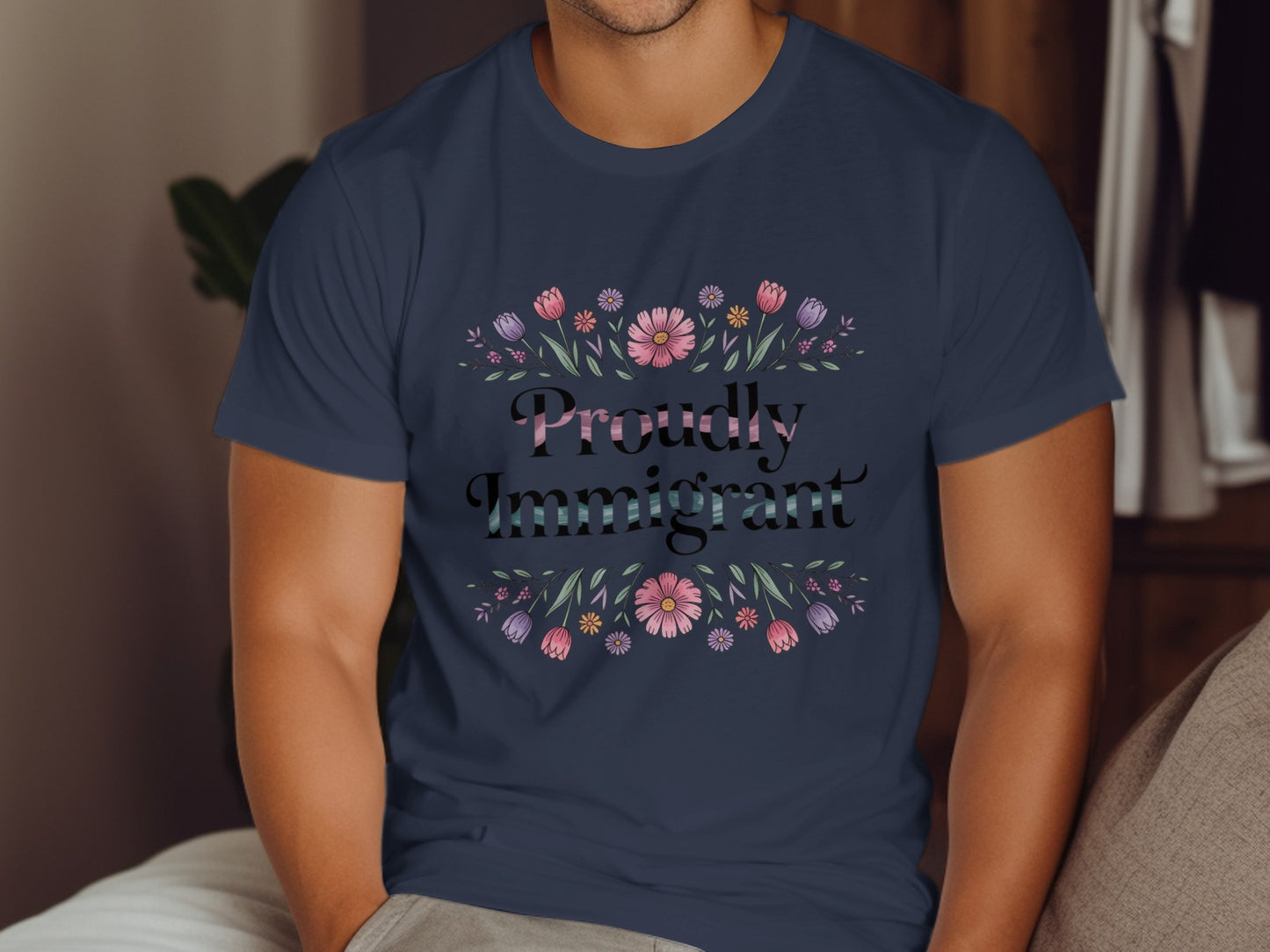 Proudly Immigrant Floral Design Graphic Tee product