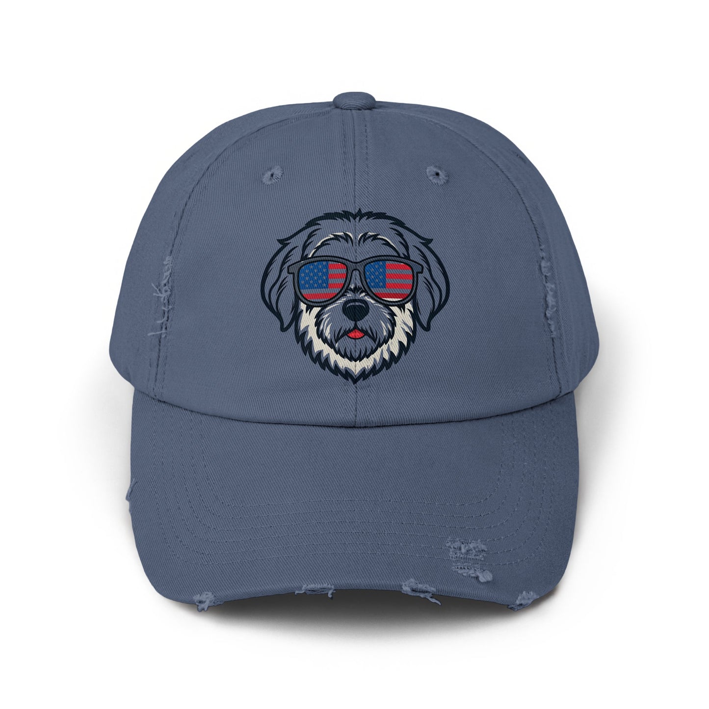 American Sunglasses Dog Designed Distressed Baseball Cap product