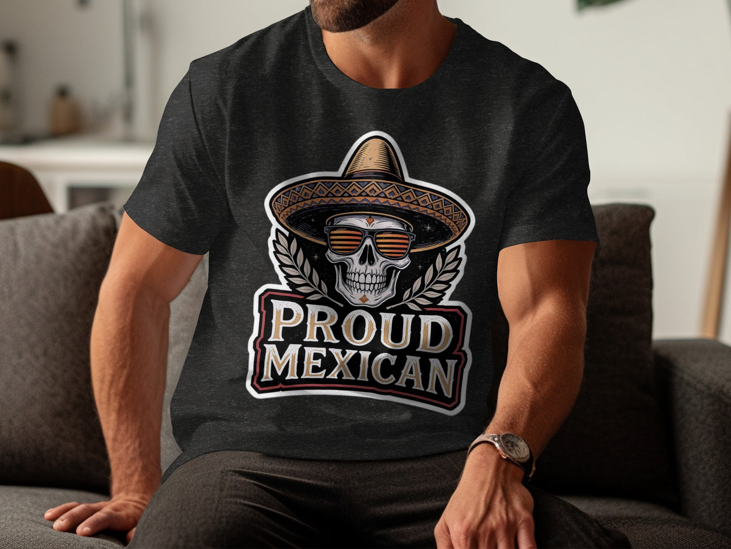 Proud Mexican Skull with Sombrero Design T-shirt product