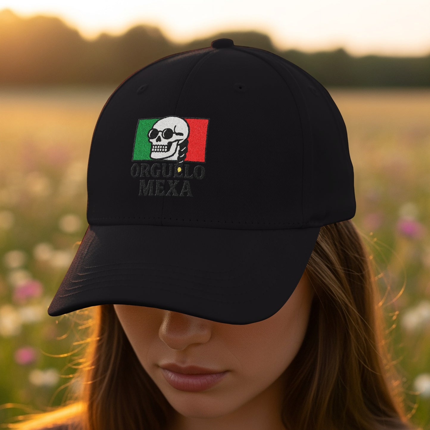 Orgullo Mexa Skull Design Black Baseball Cap product
