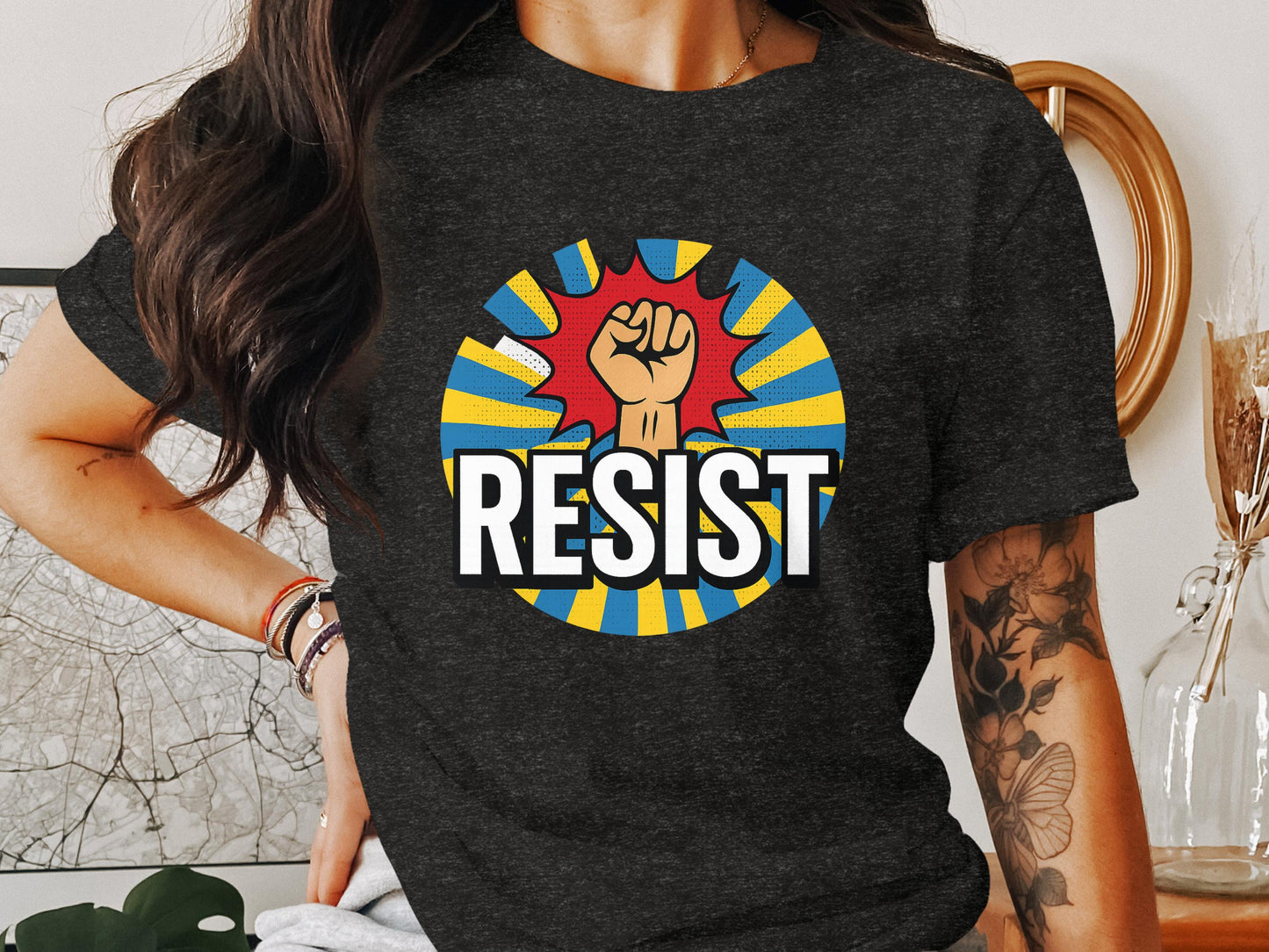RESIST Fist Raised Graphic Print Statement Shirt product type