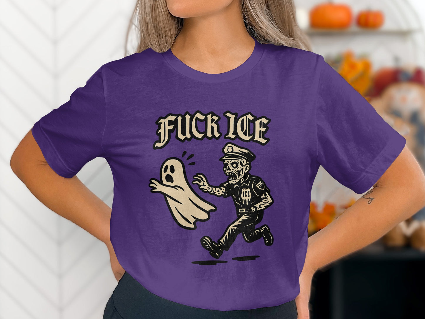 Skull Cop Chasing Ghost Graphic Tee Shirt product