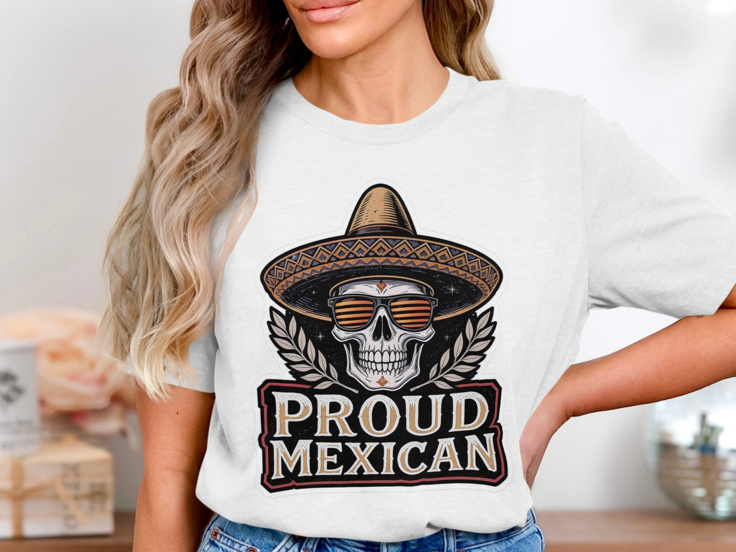 Proud Mexican Skull and Sombrero Graphic T-Shirt Product