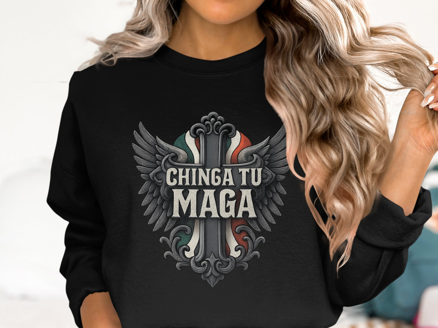 Chinga Tu Maga Black Hoodie Long Sleeve Apparel product type