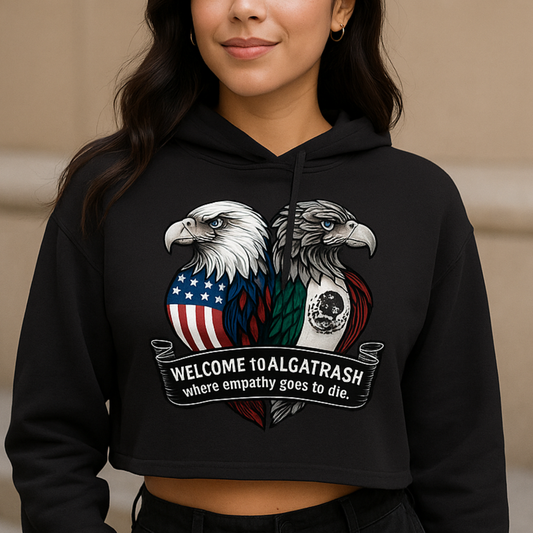 Alcatraz Apparel Cropped  Hoodie with Eagle Design, Alcatrash Unique Sweatshirt for Women, Perfect for Casual Wear, Gift for Friends, Trendy Autumn Wear