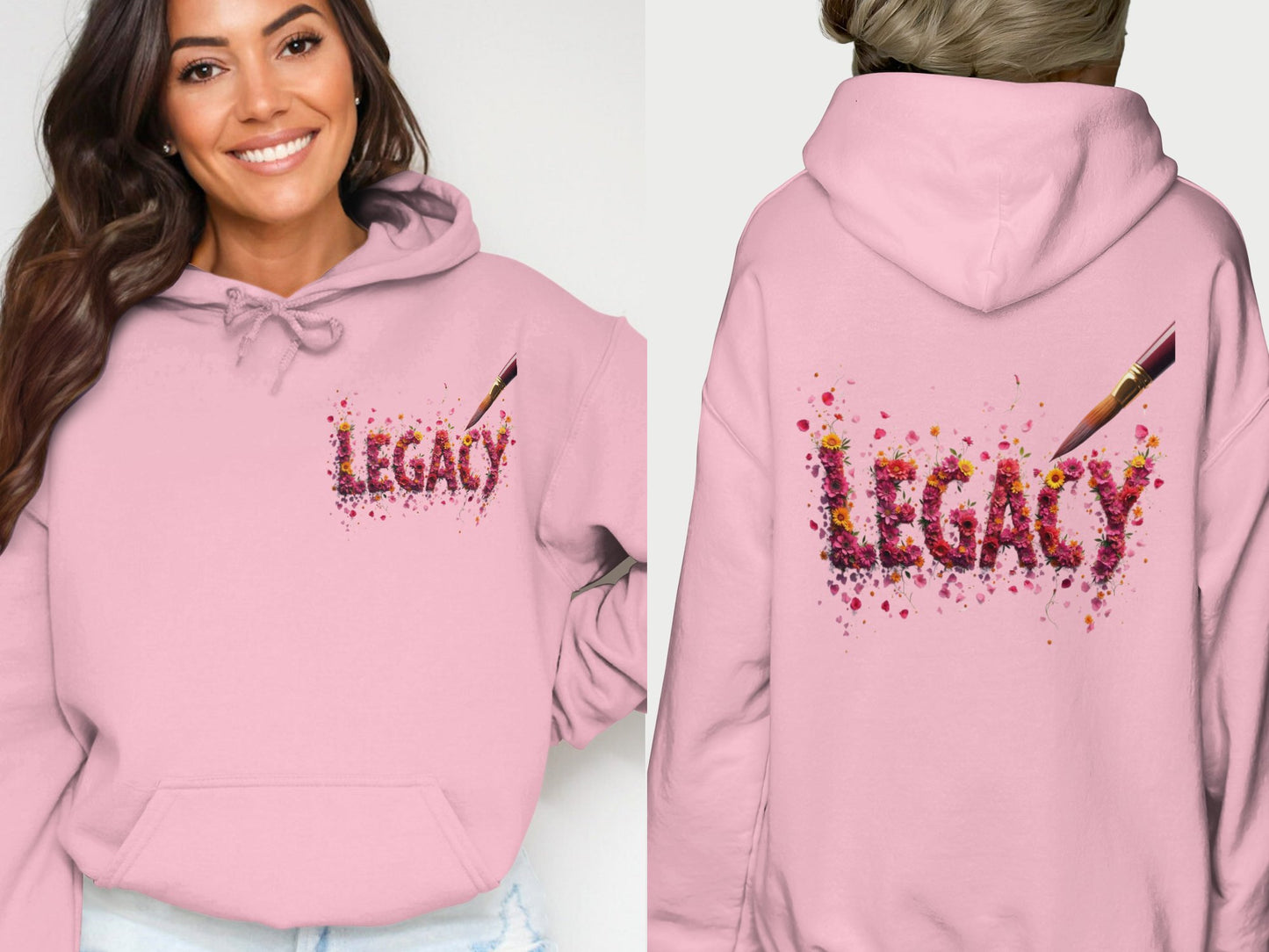 Legacy Inspired Pink Hoodie with Creative Print product type