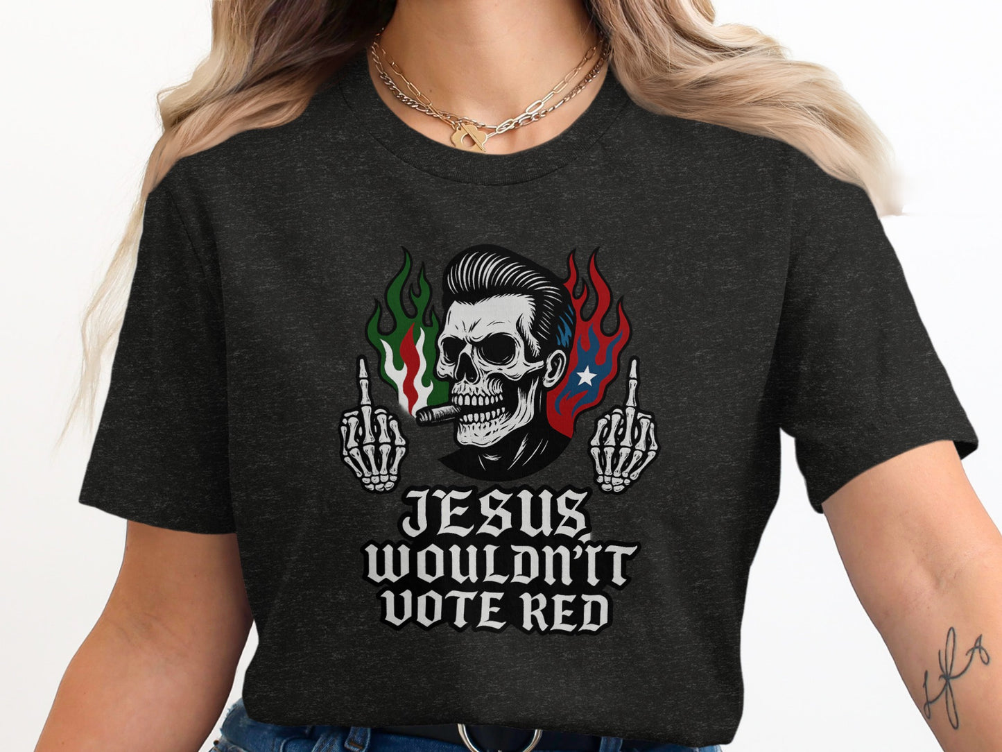 Jesus Wouldn't Vote Red Skull Graphic Tee product