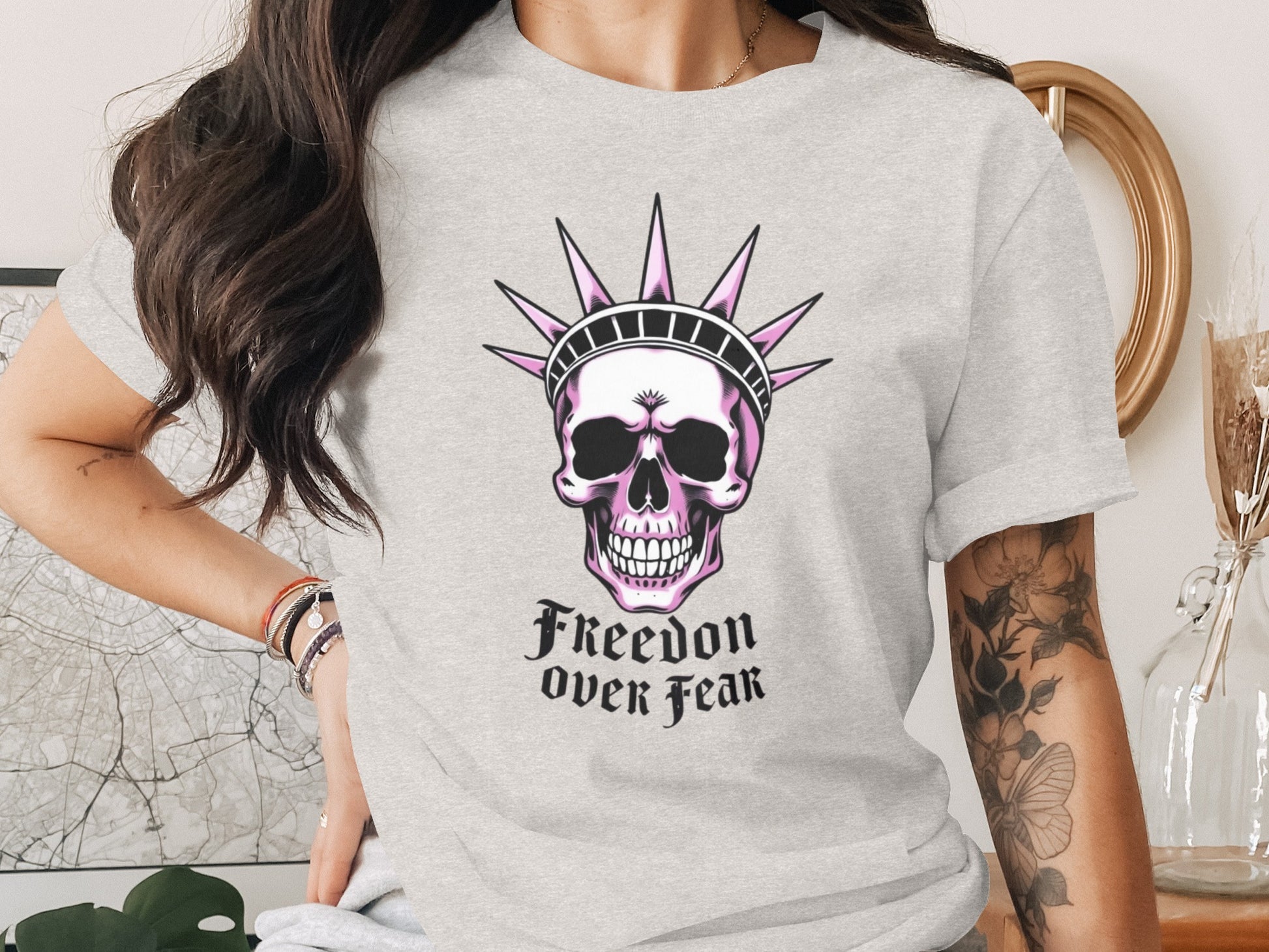 Freedom Over Fear Skull Graphic Tee product