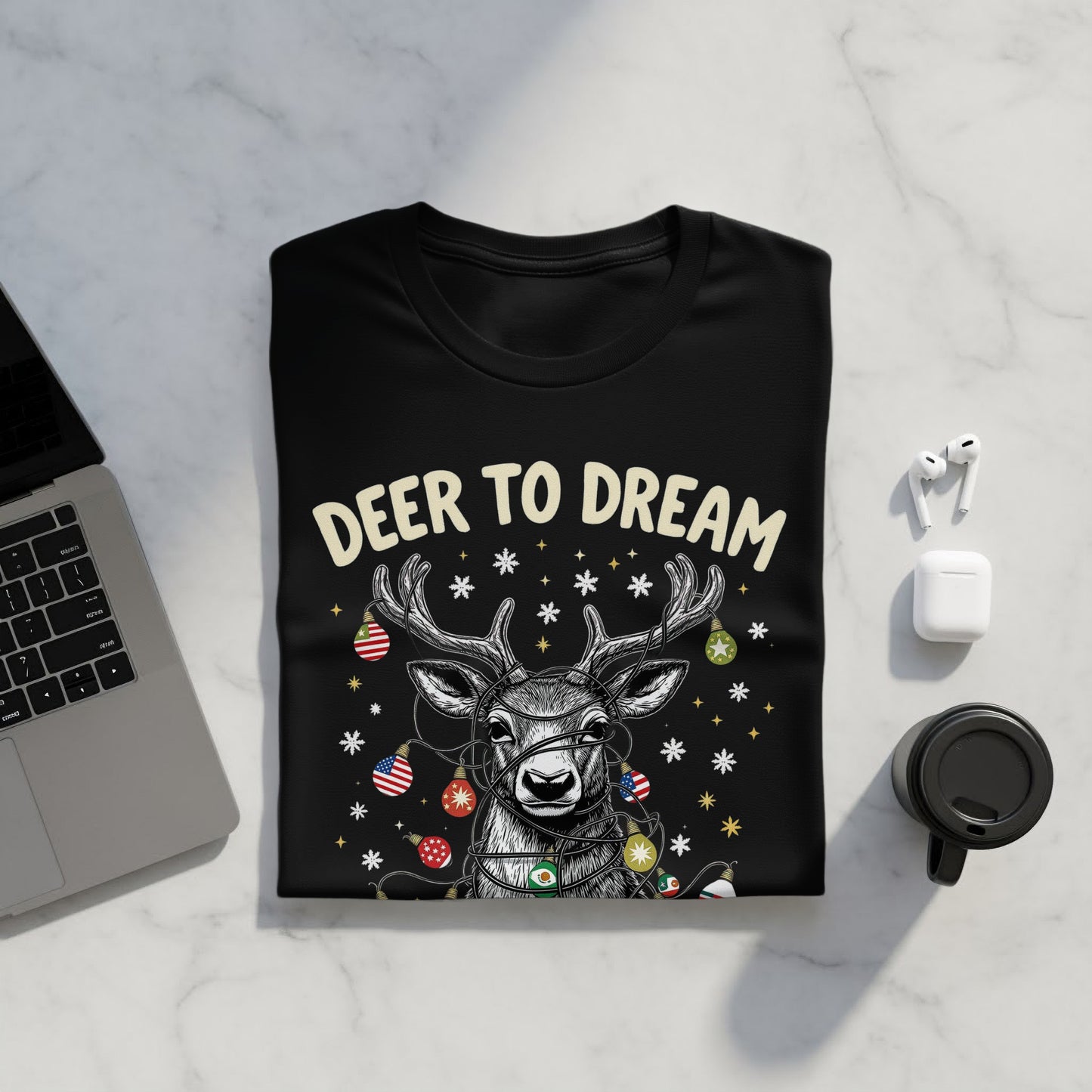 Deer to Dream Design Black Tee Shirt product type