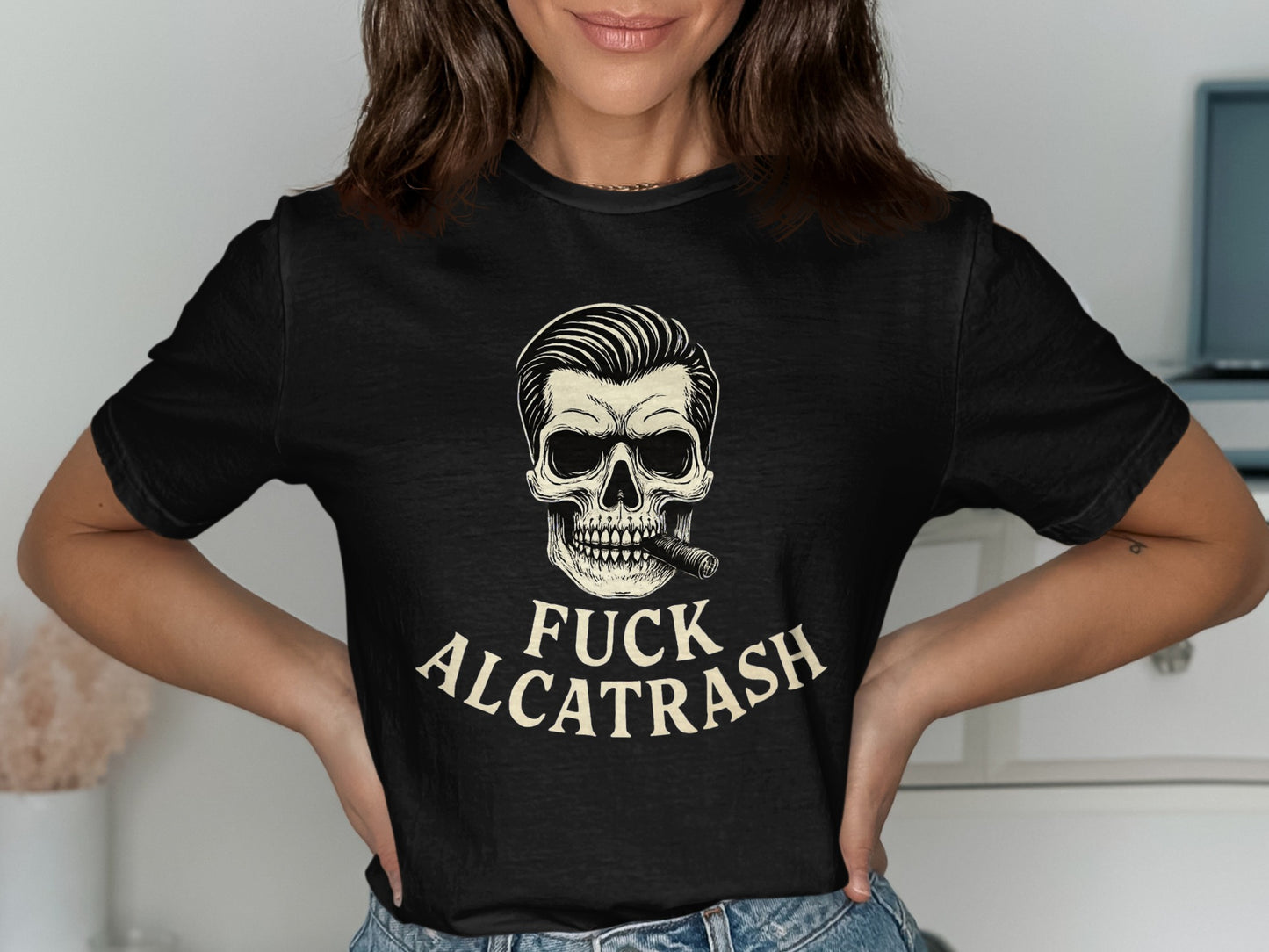 F*** Alcatrash Design Skull with Cigar T-shirt product