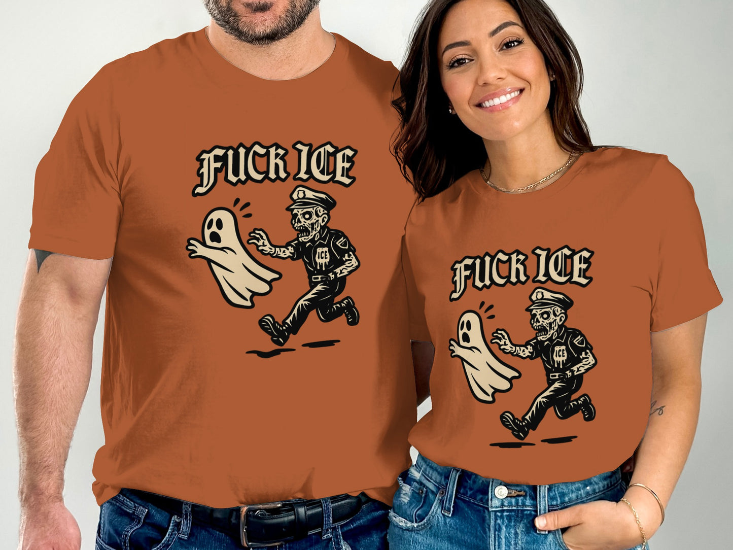 Fuck Ice Officer Chasing Ghost Graphic T-Shirt product