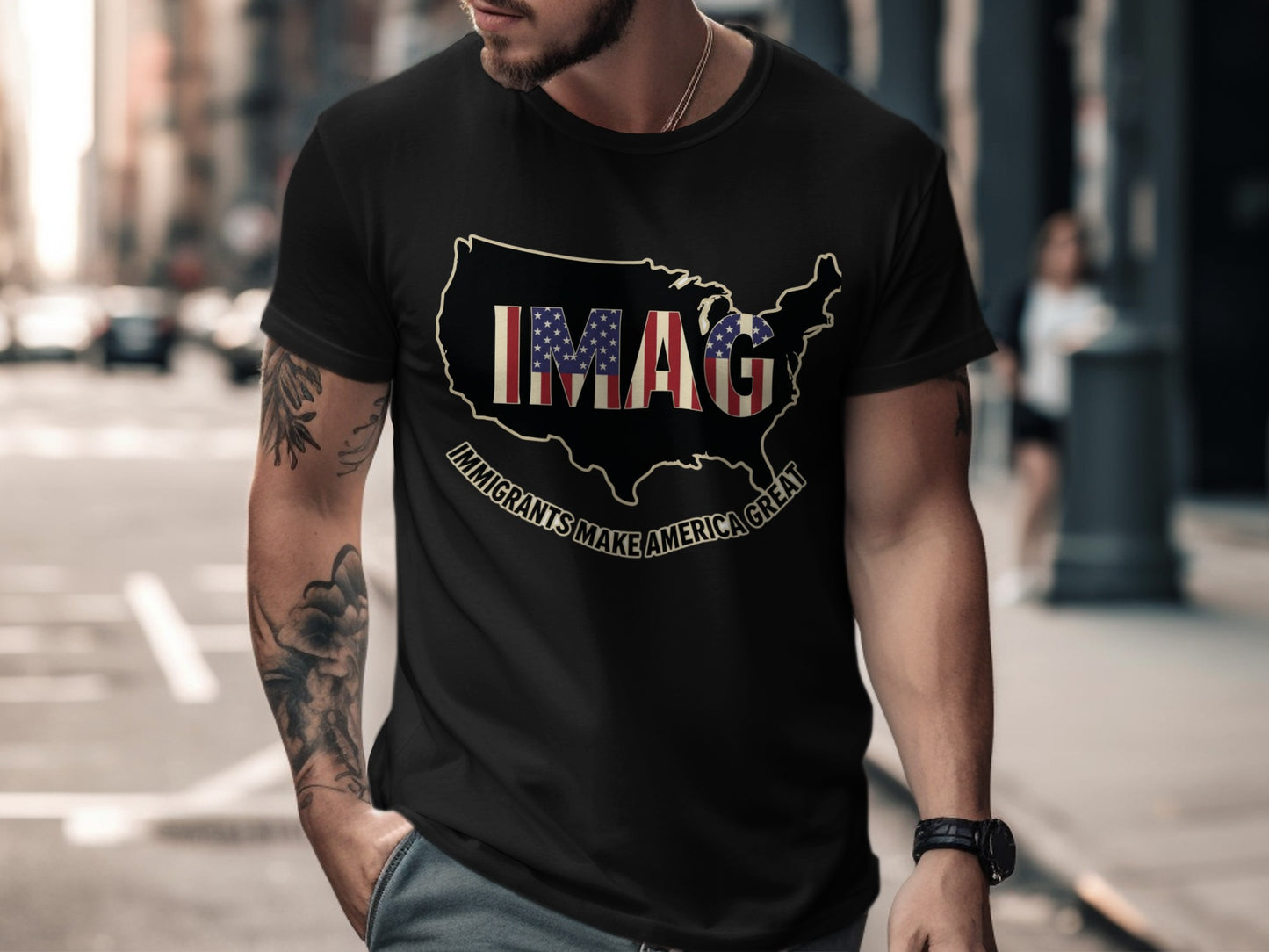 Immigrants Make America Great USA map shirt product
