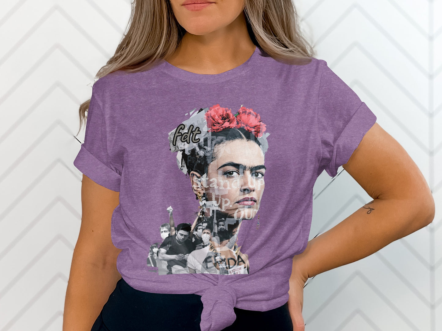 Frida Kahlo Graphic T-Shirt with Floral Art product