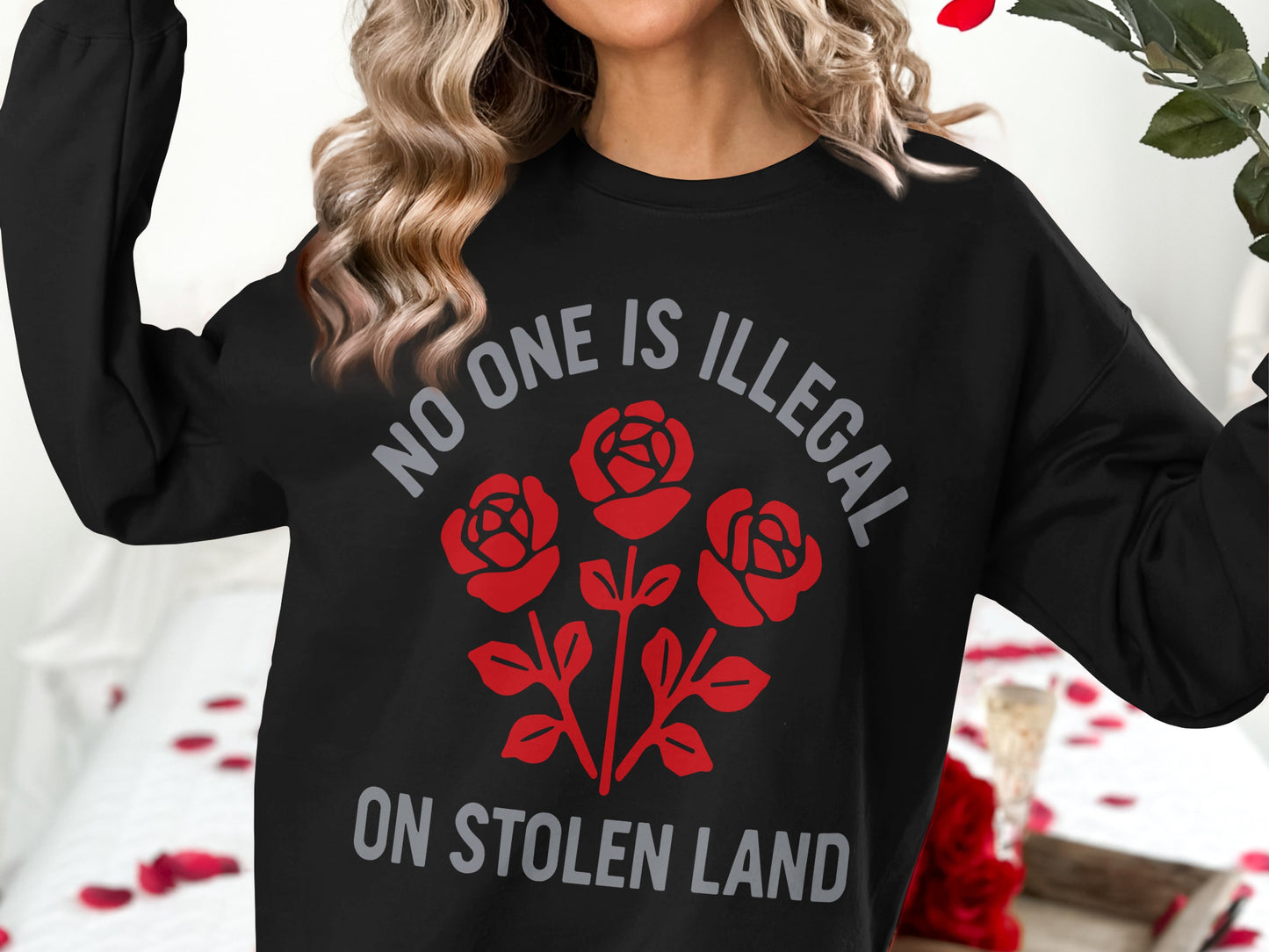 No One Is Illegal On Stolen Land sweatshirt product type