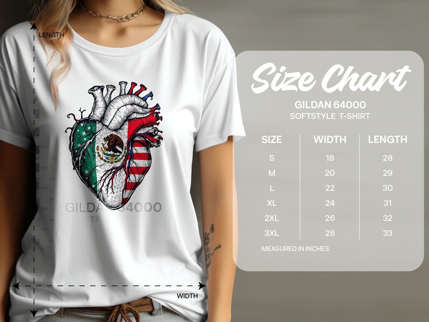 Anatomical Heart Design Mexican American T-shirt product