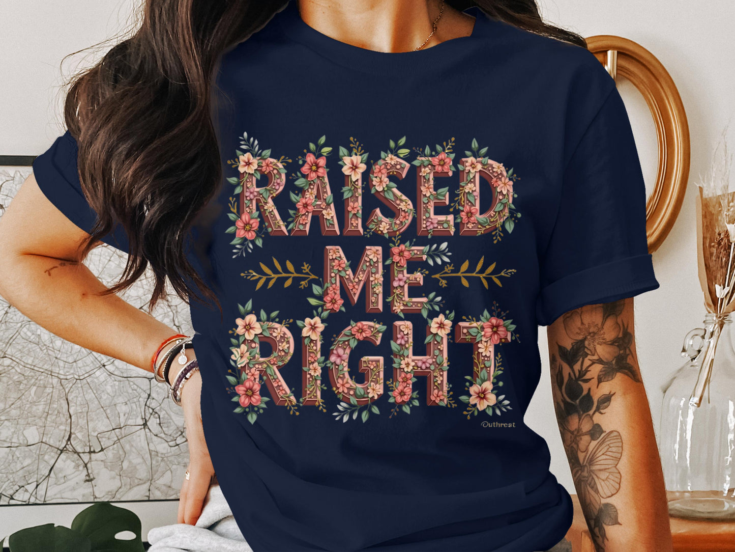 Raised Me Right Floral Graphic T-shirt product type
