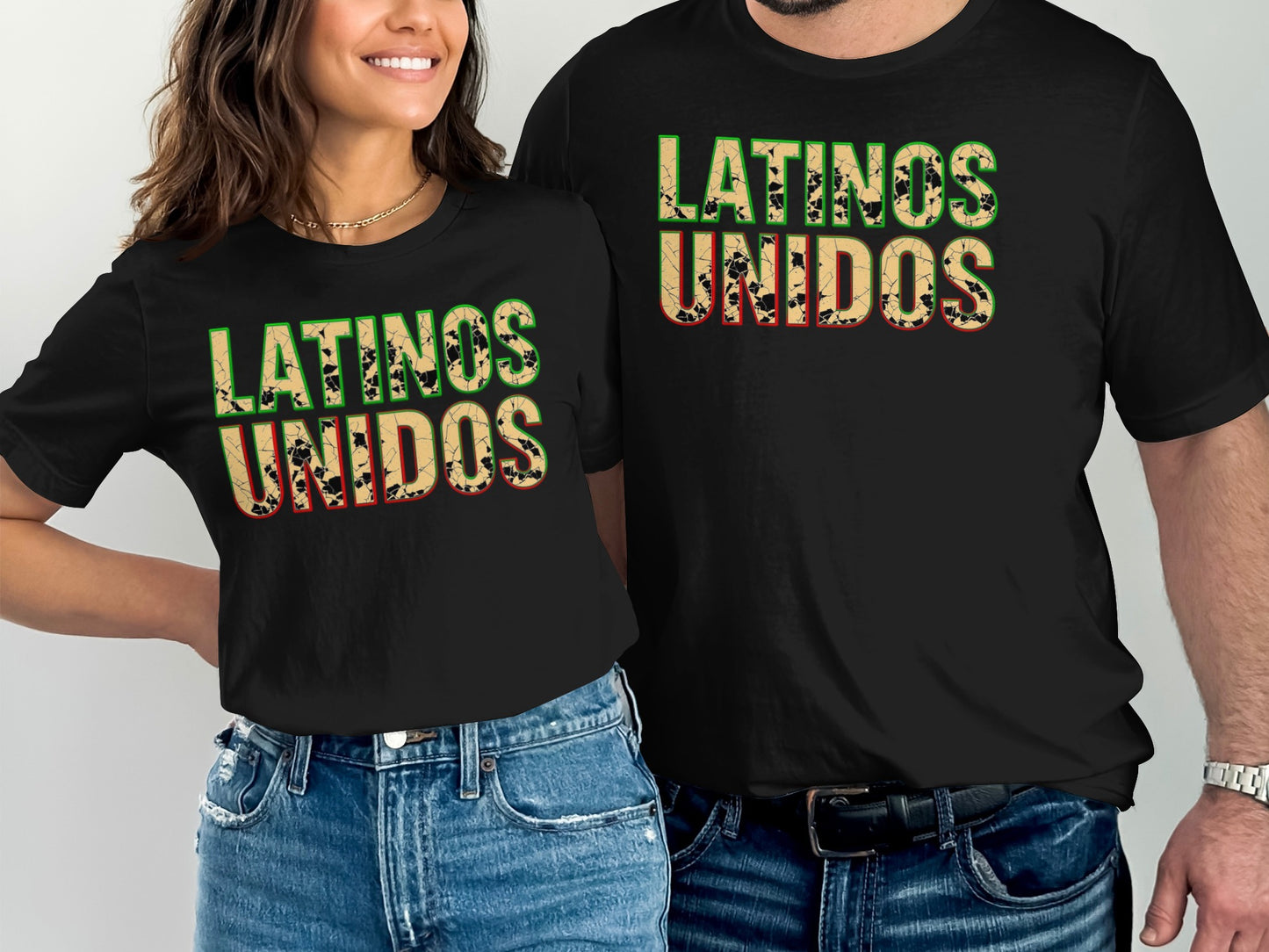 Latinos Unidos Text Design Black T-shirt product