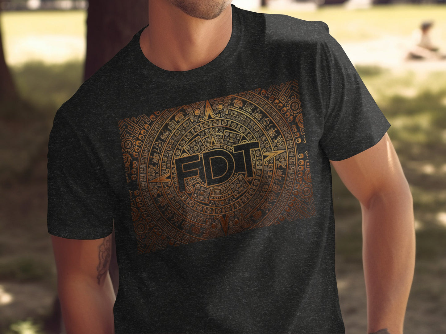 Intricate FDT Golden Print Design Short Sleeve Shirt product