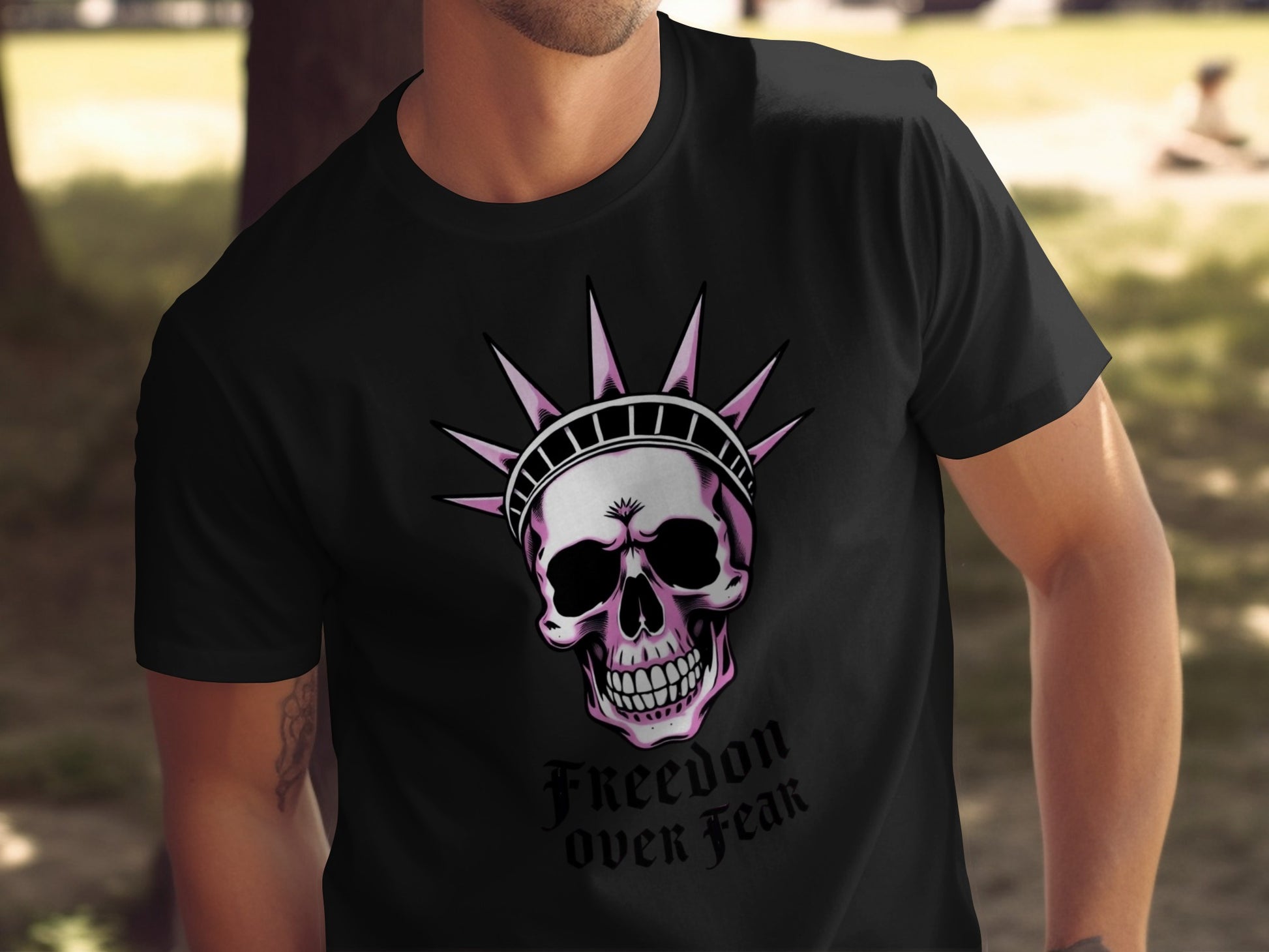 Freedom Over Fear Skull Artwork T-Shirt product