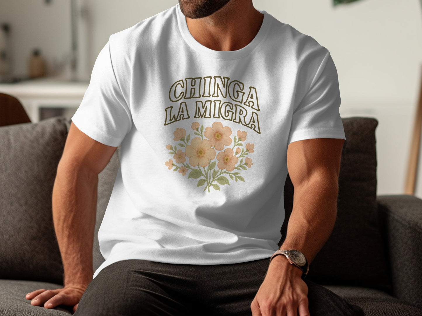Chinga La Migra Flower Graphic Tee Shirt product