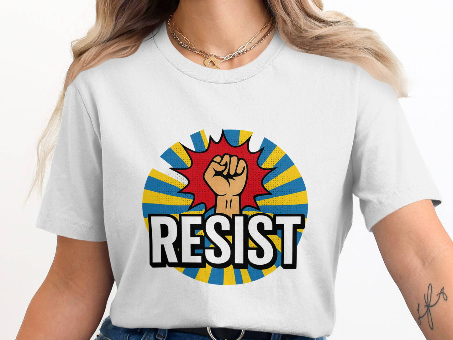 RESIST Graphic Tee with Fist Design Statement Shirt product
