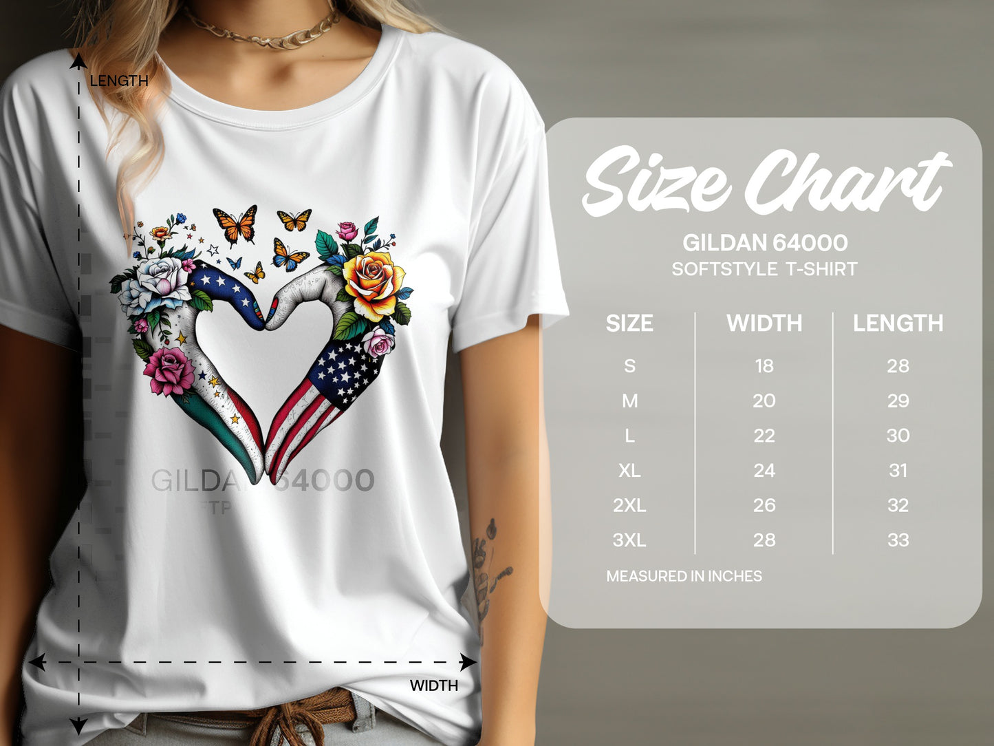 Gildan 64000 Softstyle Heart Design T-Shirt product type
