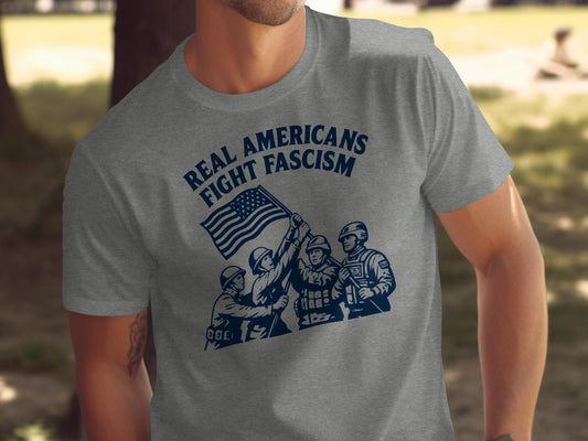 Real Americans Fight Fascism Graphic Tee Product