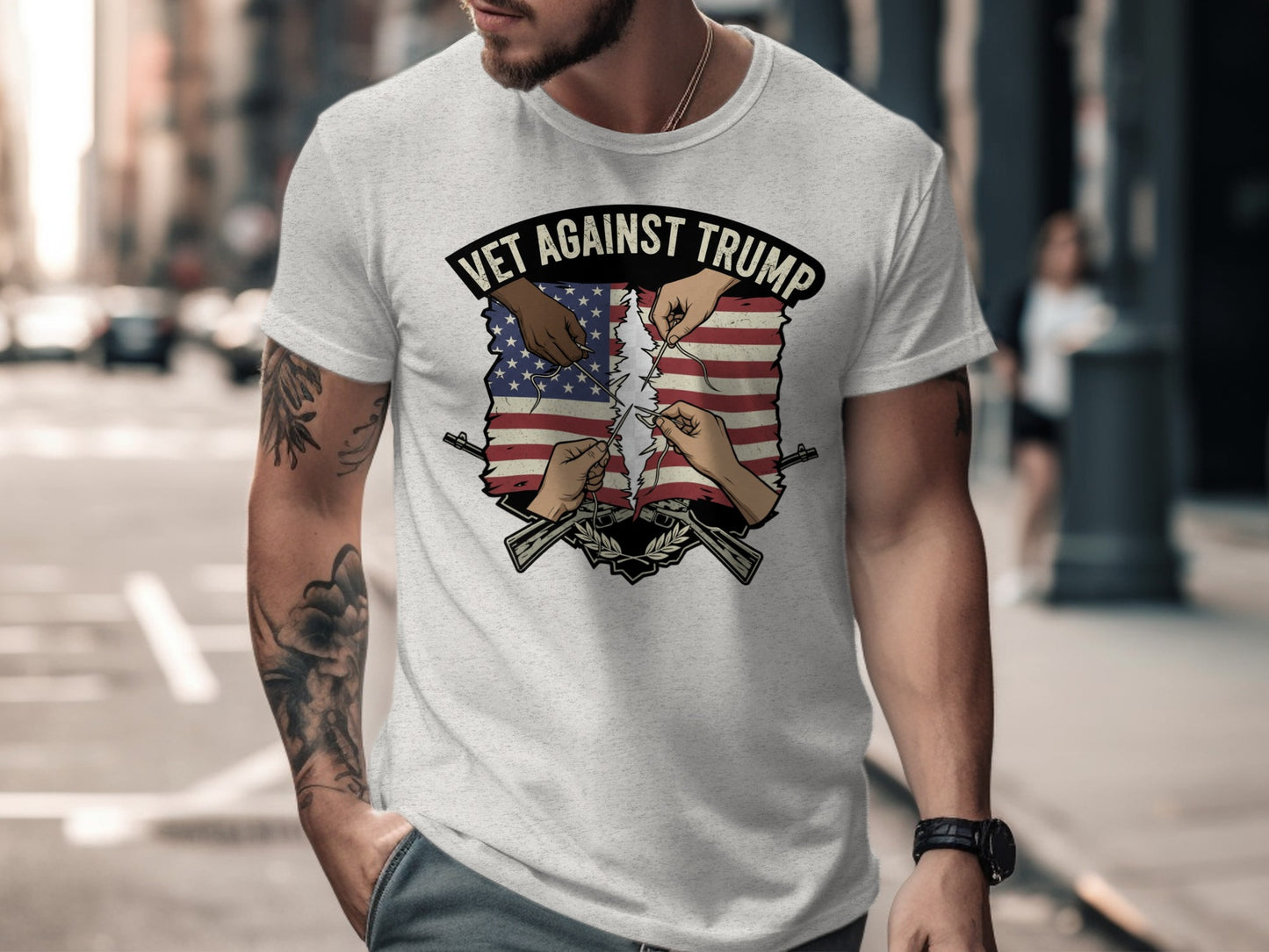 Vet Against Trump T-Shirt with Patriotic Design product