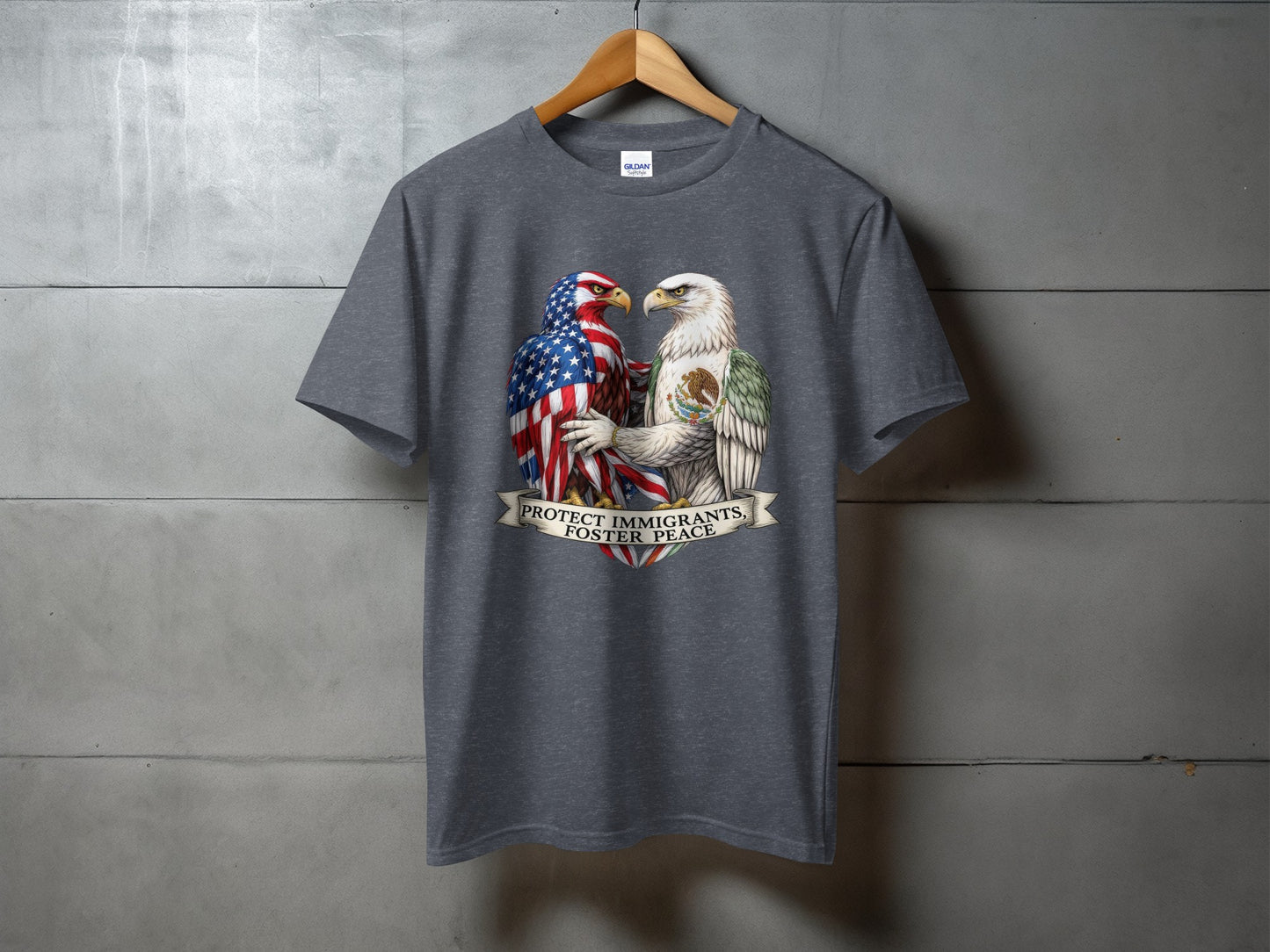 Patriotic Eagles Design Protect Immigrants Foster Peace T-Shirts