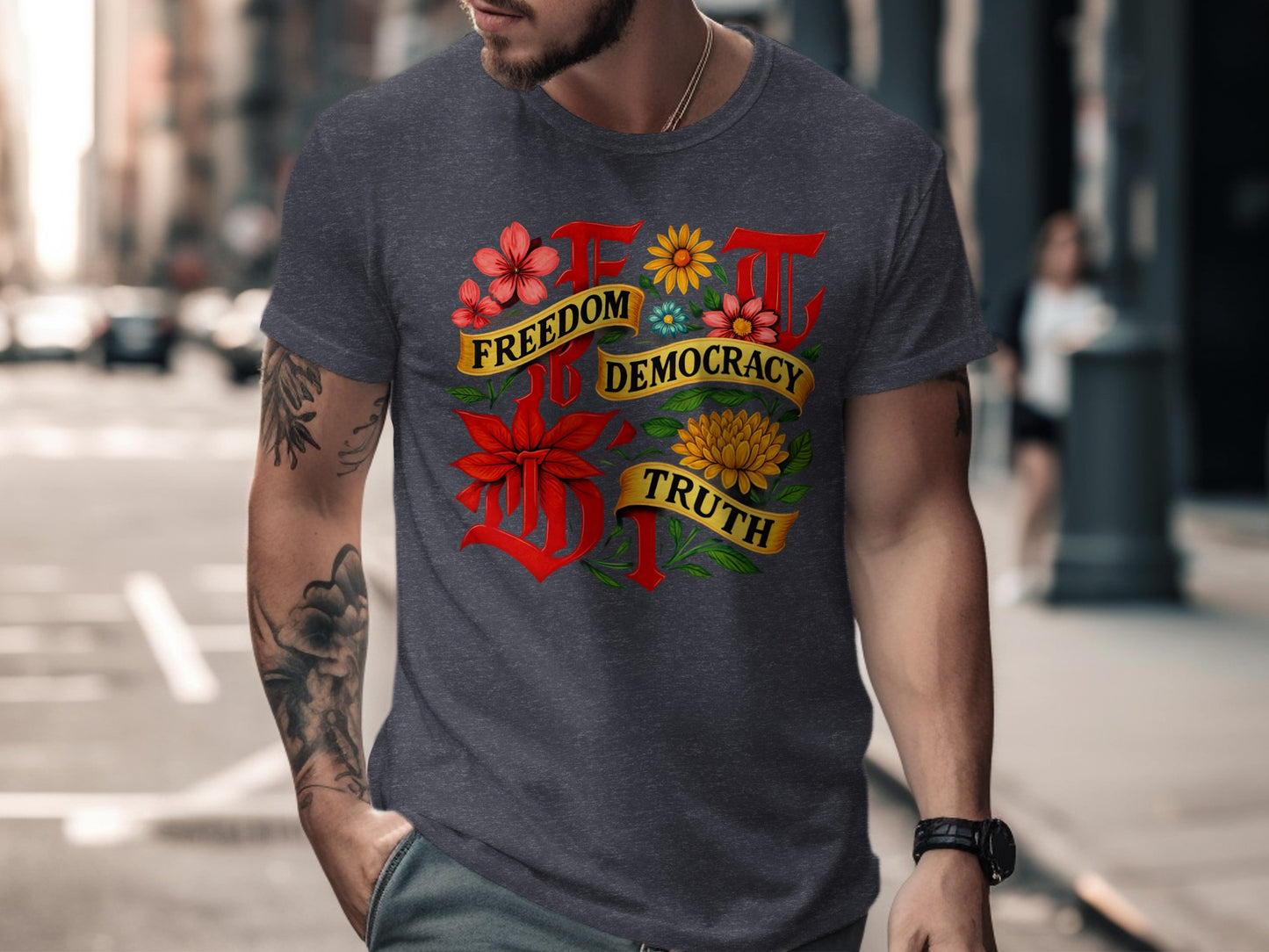 Freedom Democracy Truth Floral Graphic Tee product