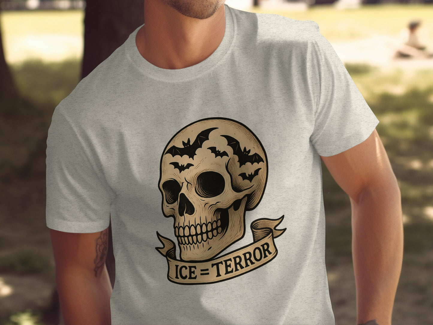 Skull with Bats and Ice Terror Text T-shirt product
