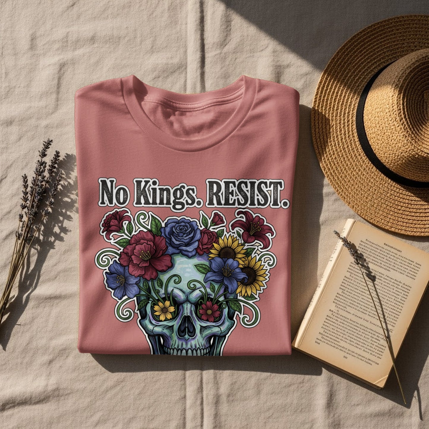 No Kings Resist Skull Floral Graphic T-Shirt product