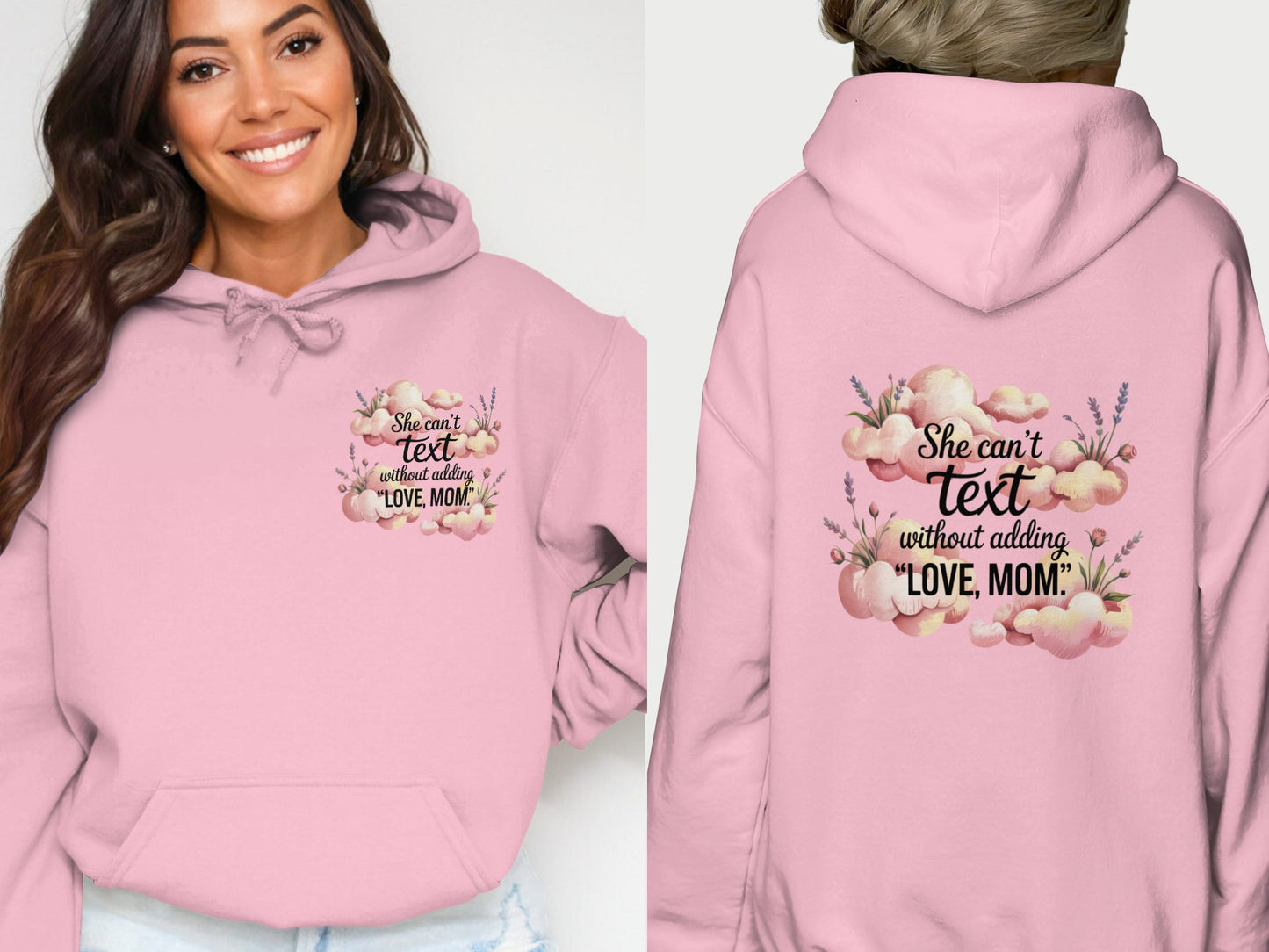 She Can't Text Without Adding Love Mom Hoodie Product