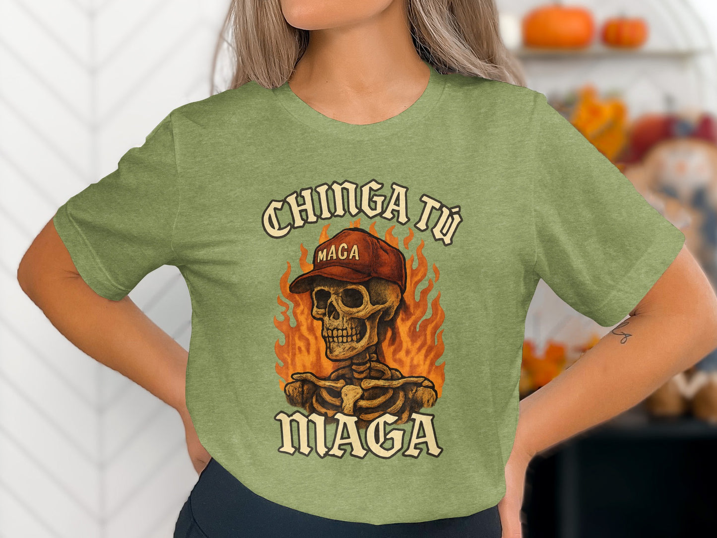 Chinga Tu Maga Skeleton Design Graphic Shirt product