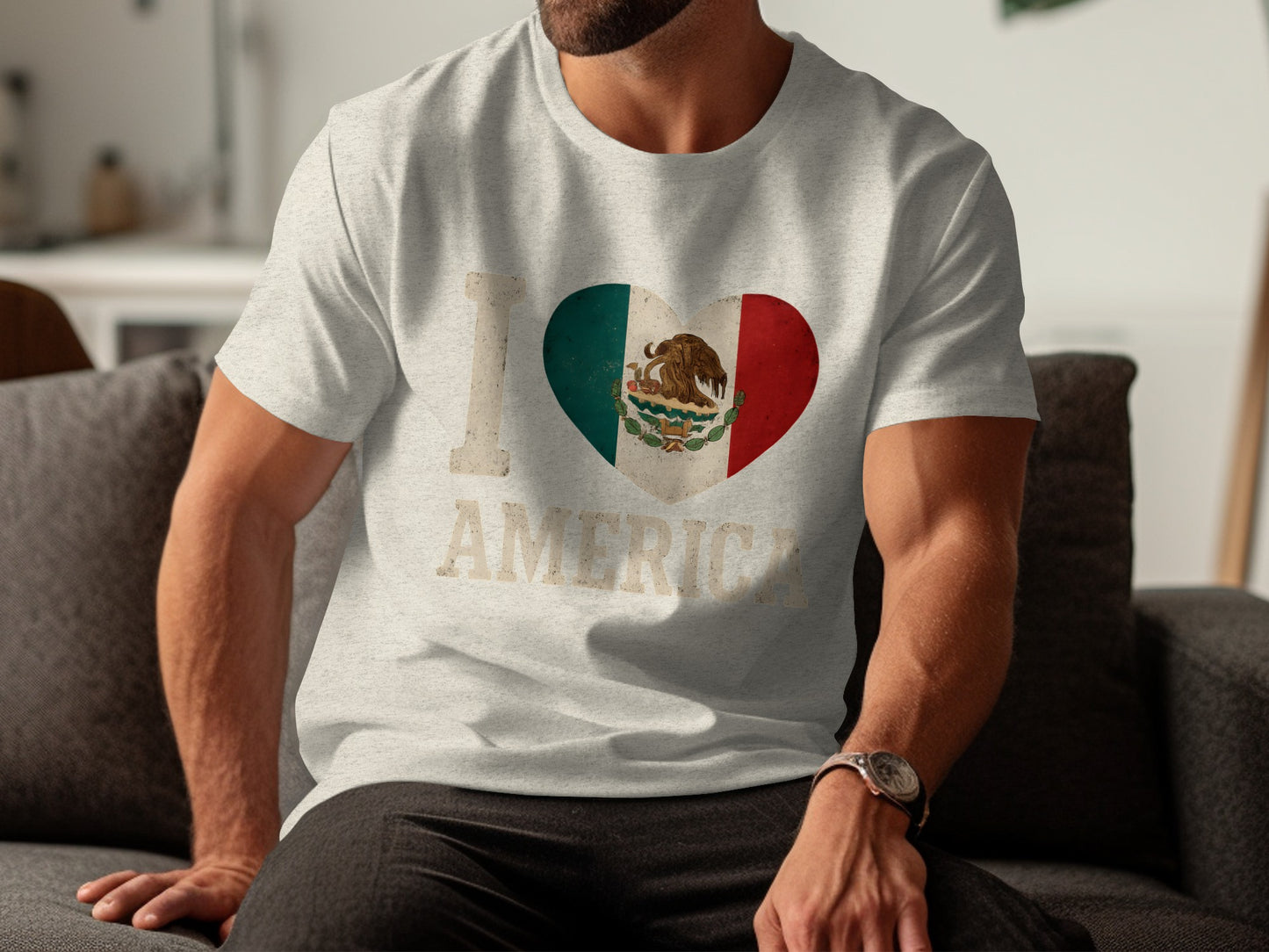 I Love America Mexican Flag Heart Design T-Shirt product