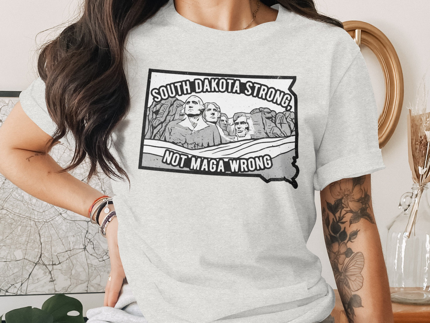 South Dakota Strong Not MAGA Wrong graphic tee product