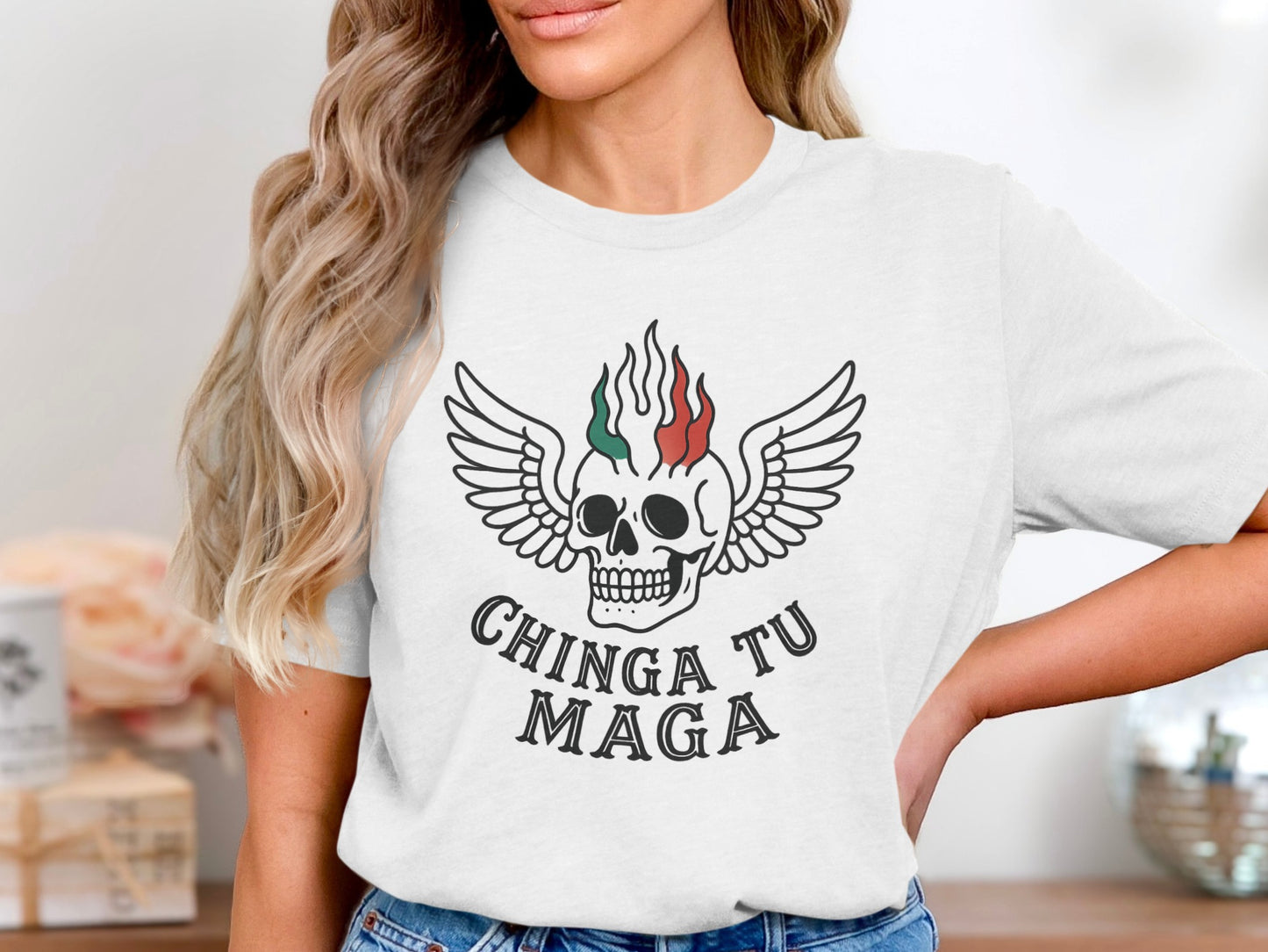 Chinga Tu Maga Skull With Wings Graphic Tee product
