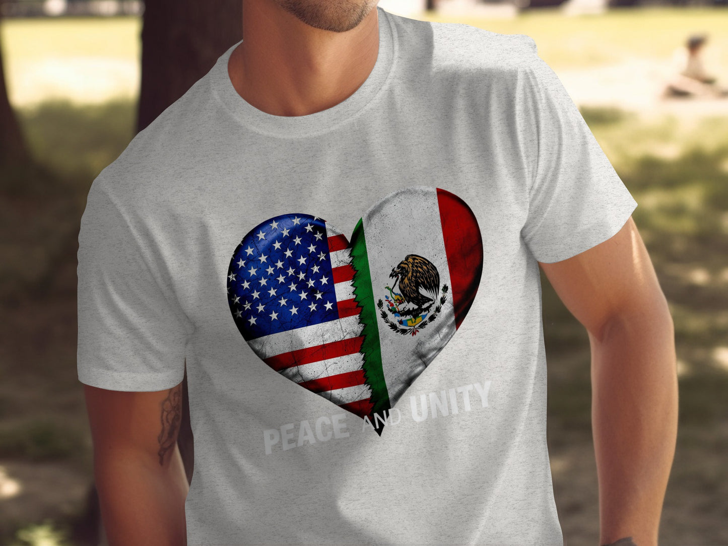 Peace and Unity USA and Mexico Heart Shirt product type