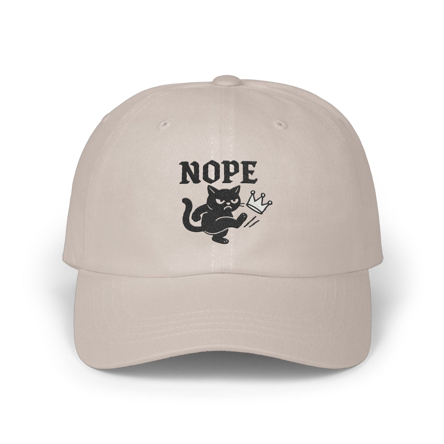 Nope Cat with Crown Embroidered Baseball Cap product