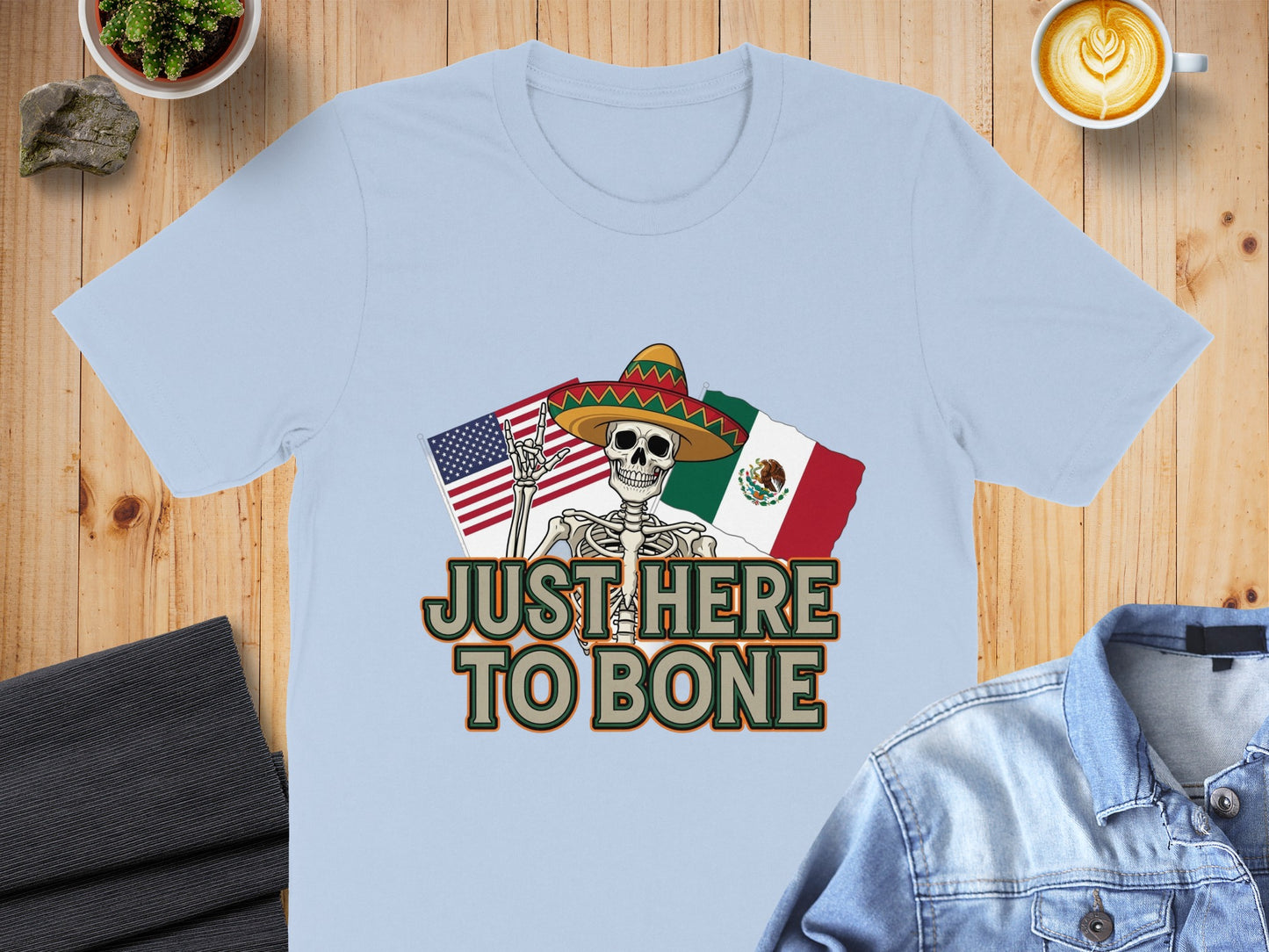 Just Here To Bone Skeleton Flags Graphic T-shirt product