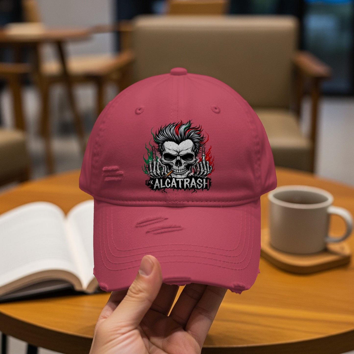 Distressed Design Skull Embroidered Unisex Cap product type
