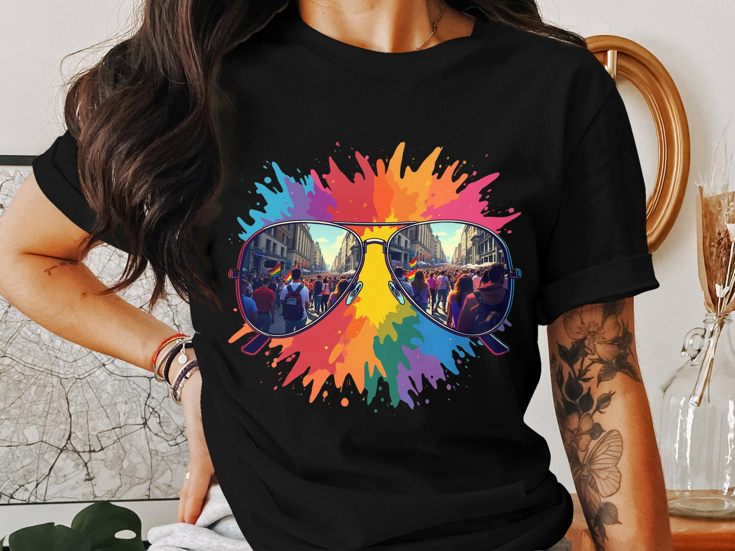 Colorful Reflection Sunglasses Graphic T-Shirt product