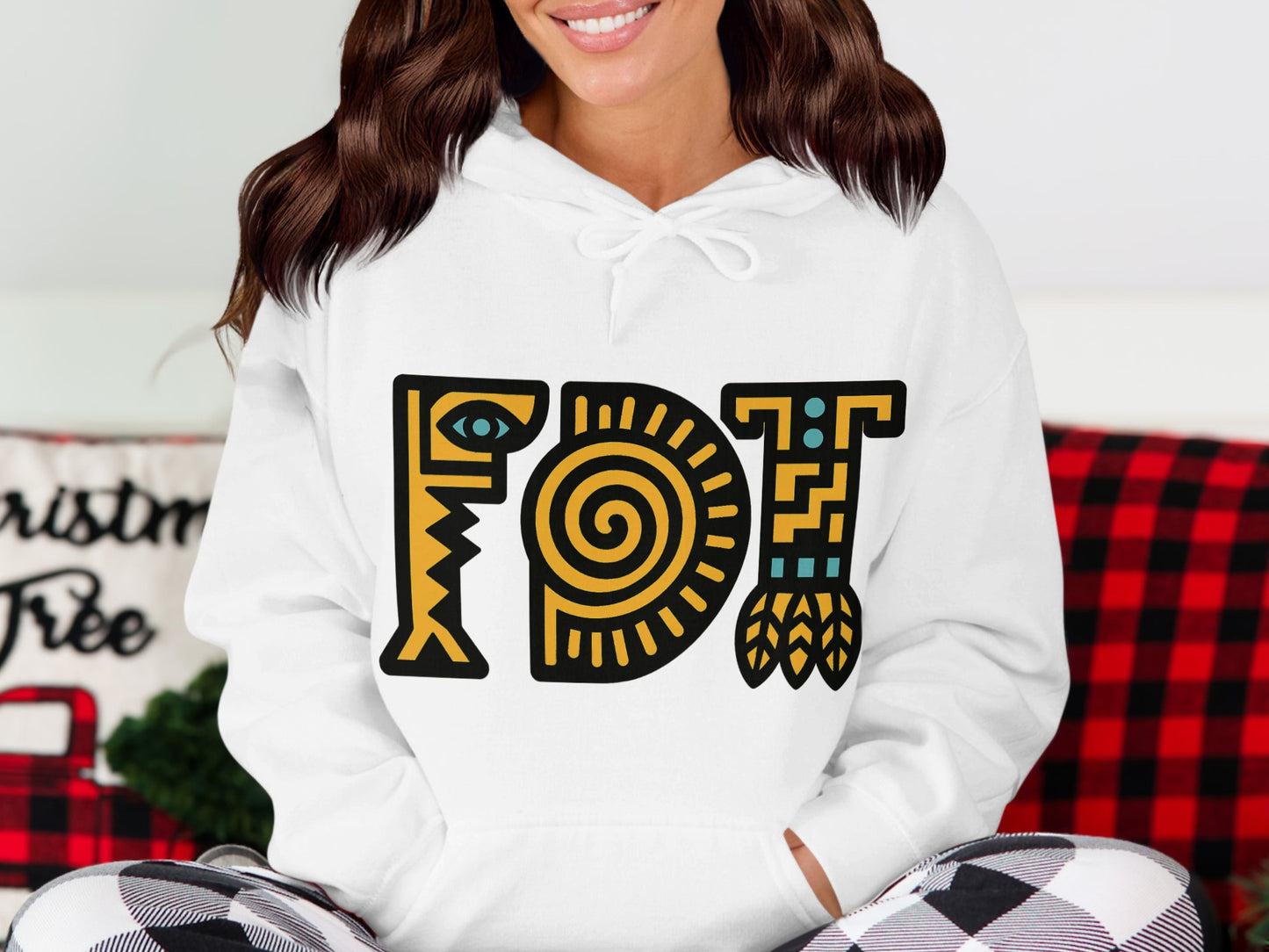 Unique Eye Pattern White Comfortable Hoodie product