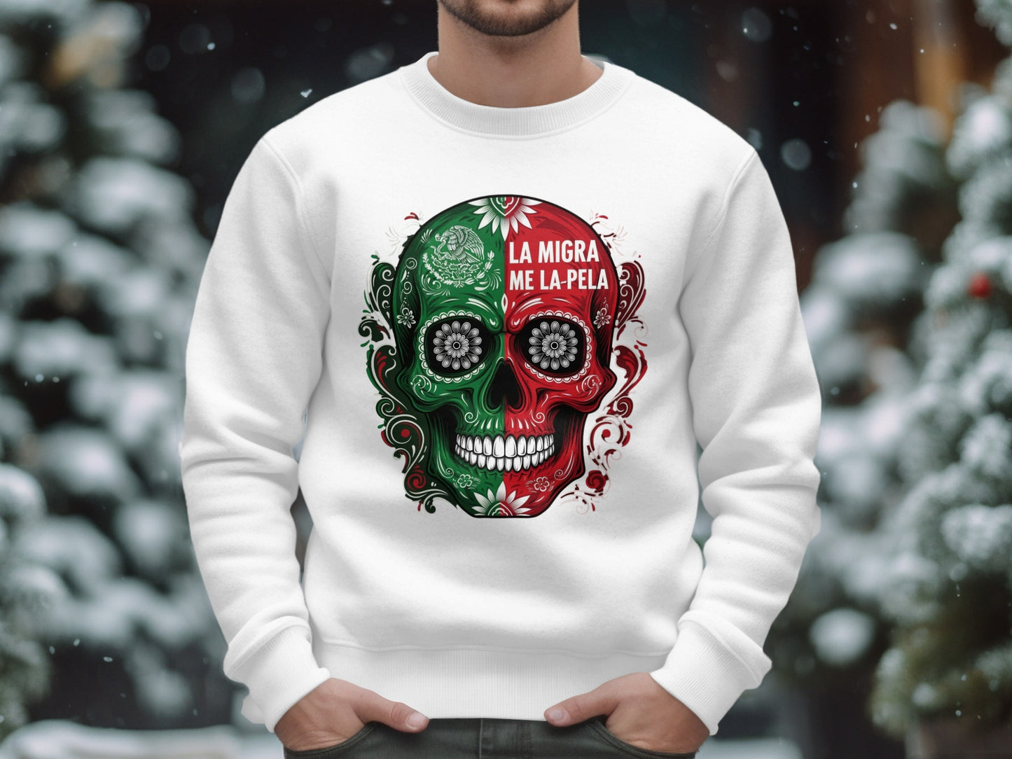 La Migra Me La Pela Skull Design Sweatshirt product