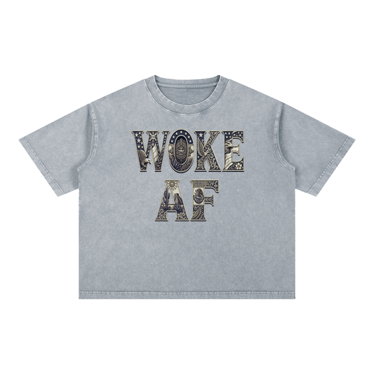 Woke AF with subtle fdt Mineral Wash Boxy Cotton T-Shirt