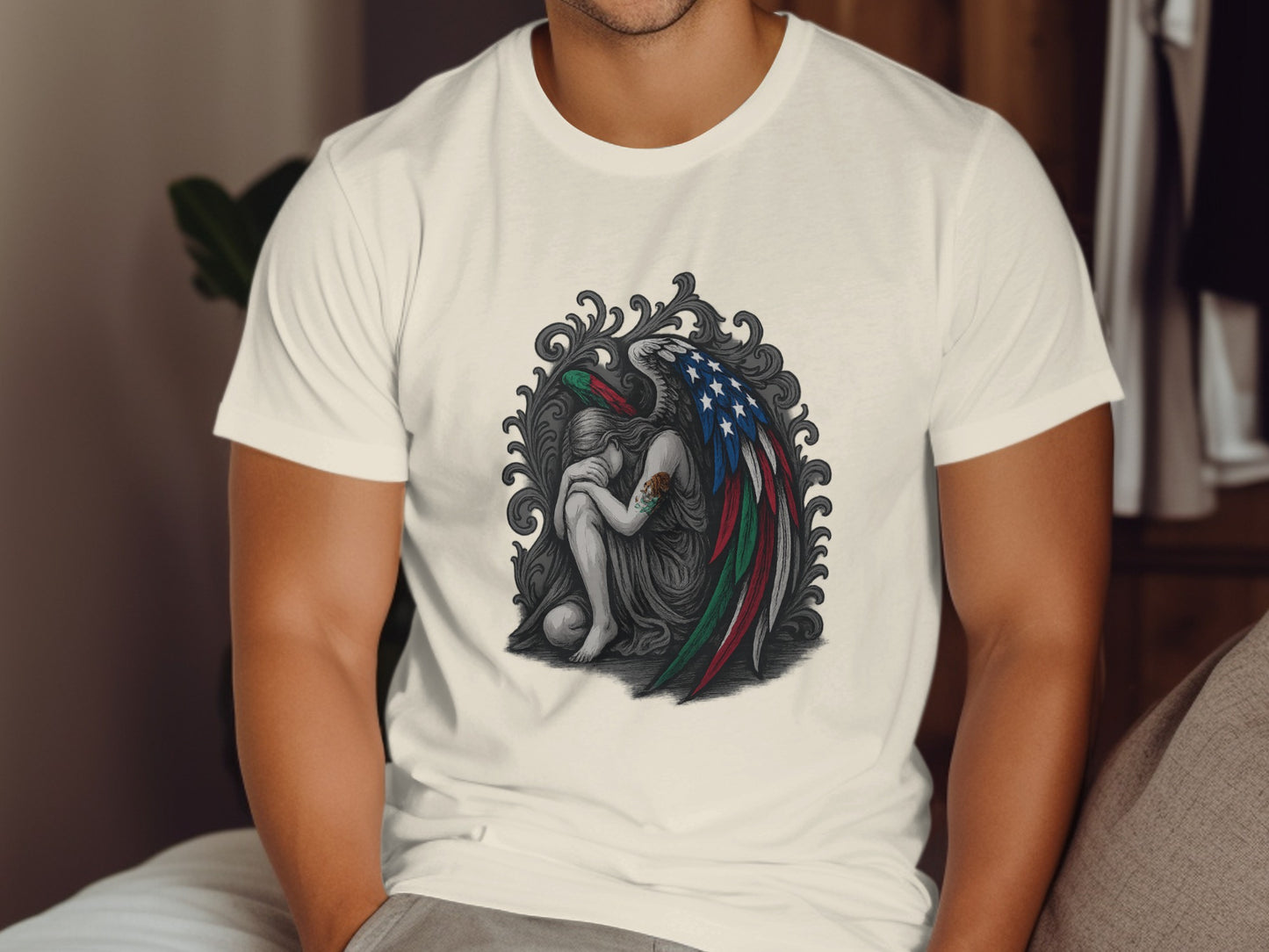 Angel with Red Green Blue and Stars Wing T-shirt product