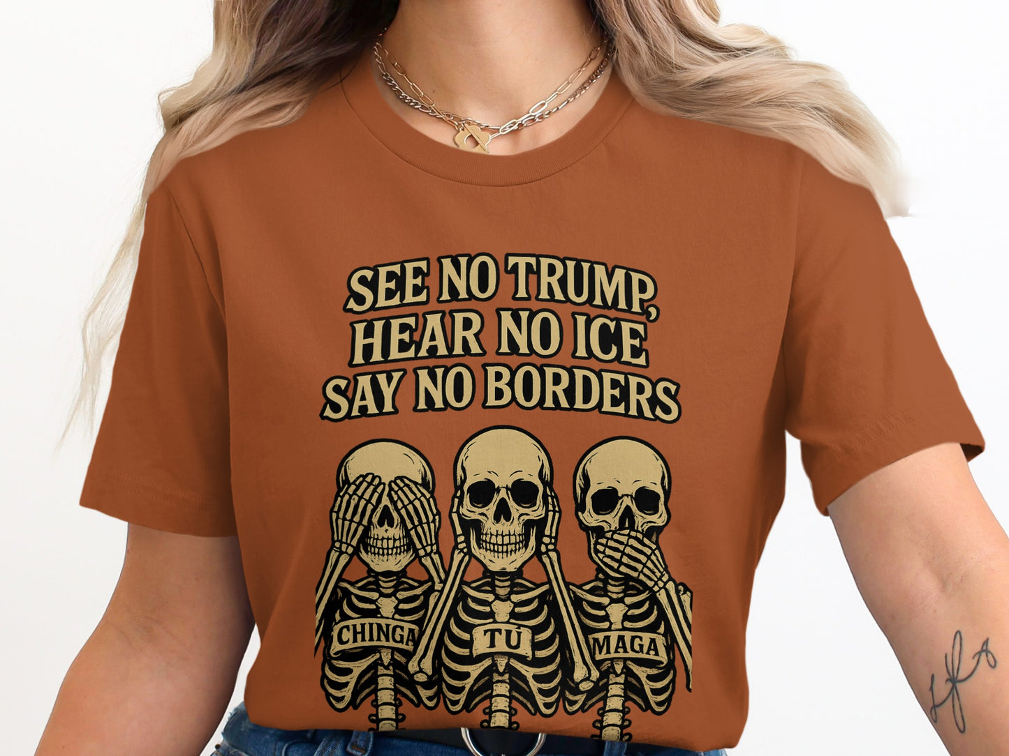 See No Trump Hear No Ice Say No Borders Shirt product