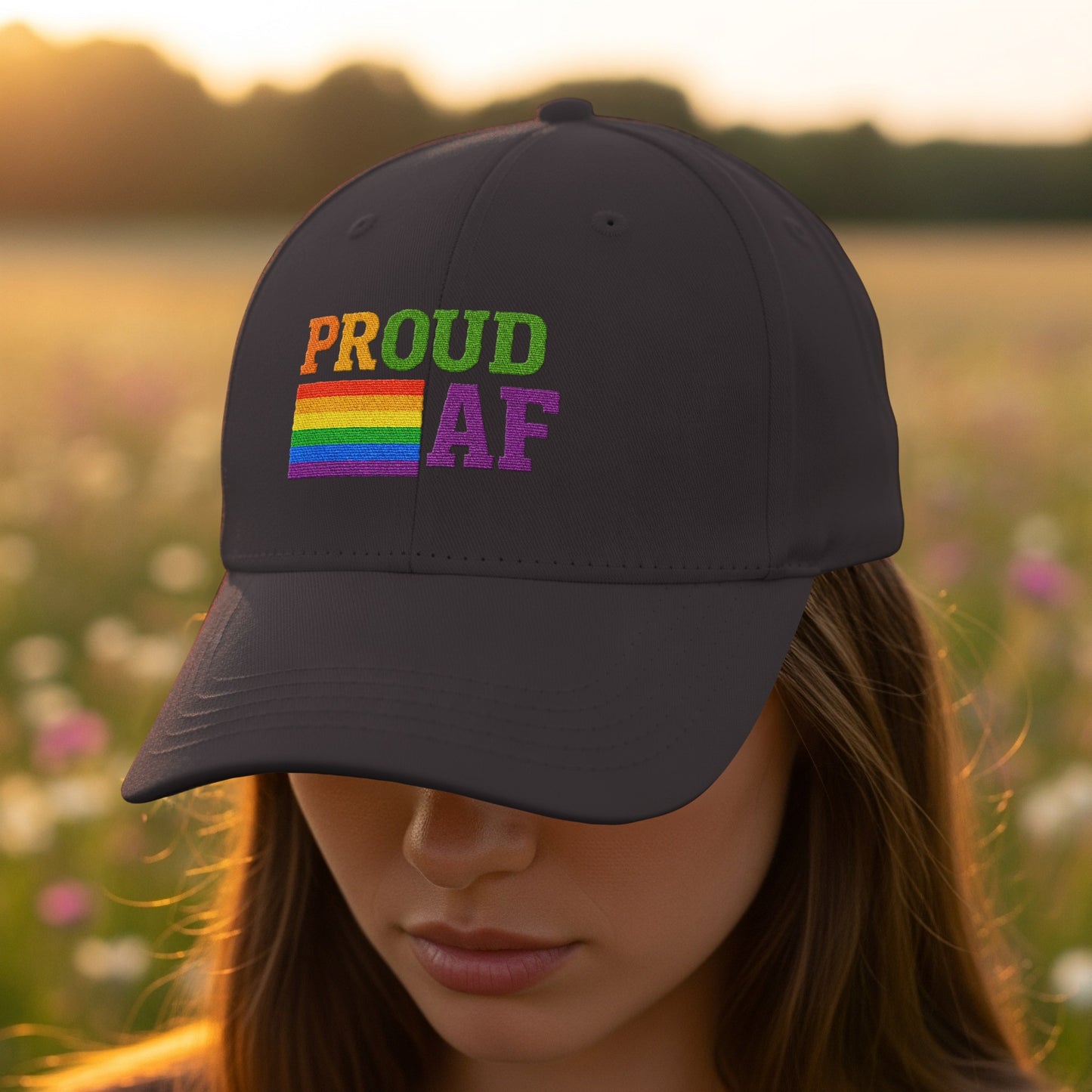 Proud AF Rainbow Embroidered Cap trendy product