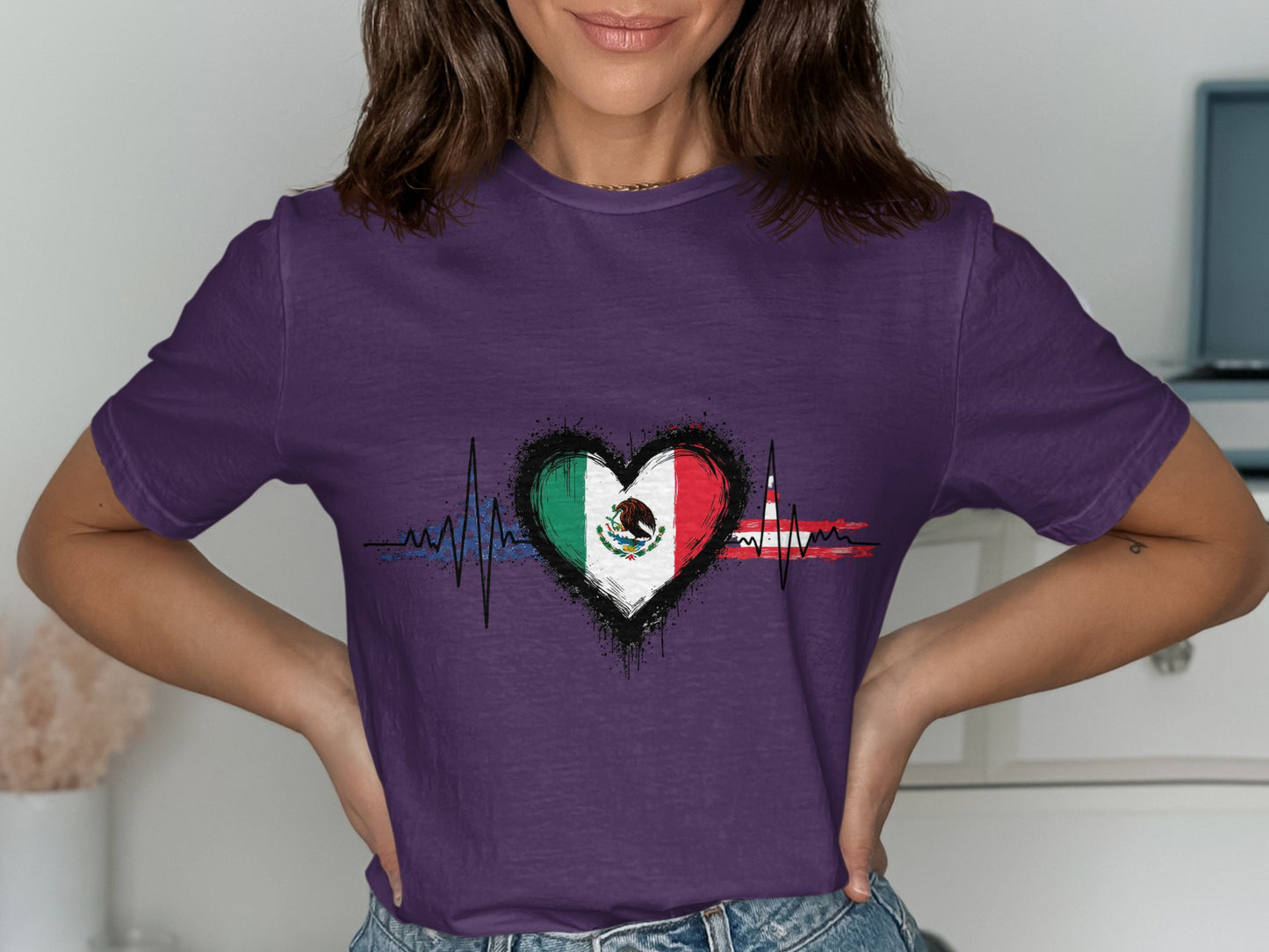 Mexican Heartbeat Flag Graphic T-shirt product